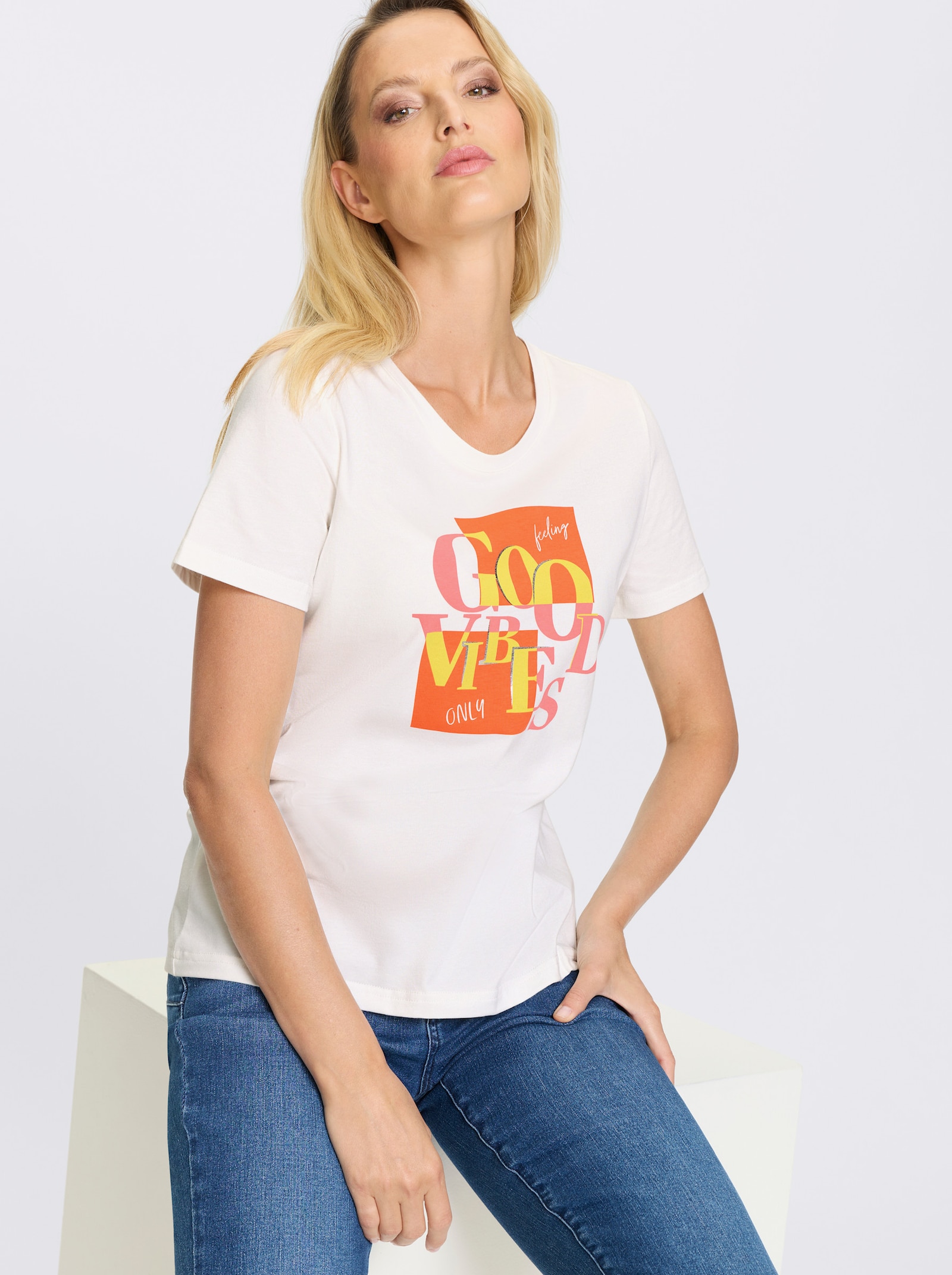 heine Rundhalsshirt Mit Schriftzug-Print - ecru-bedruckt