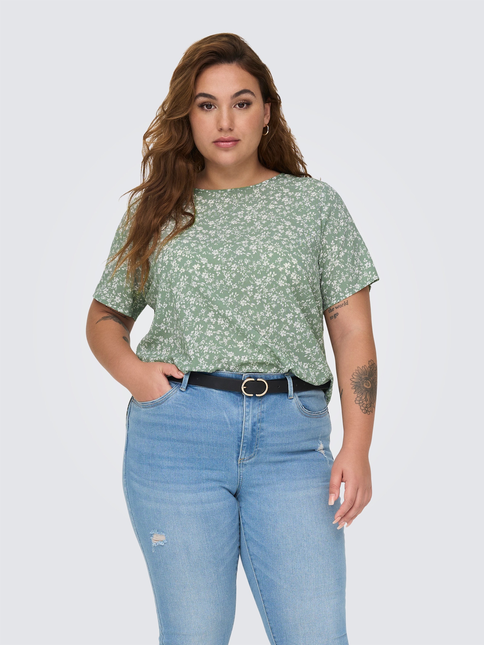 ONLY CARMAKOMA Shirtbluse - lilypad aop:emma mono flower