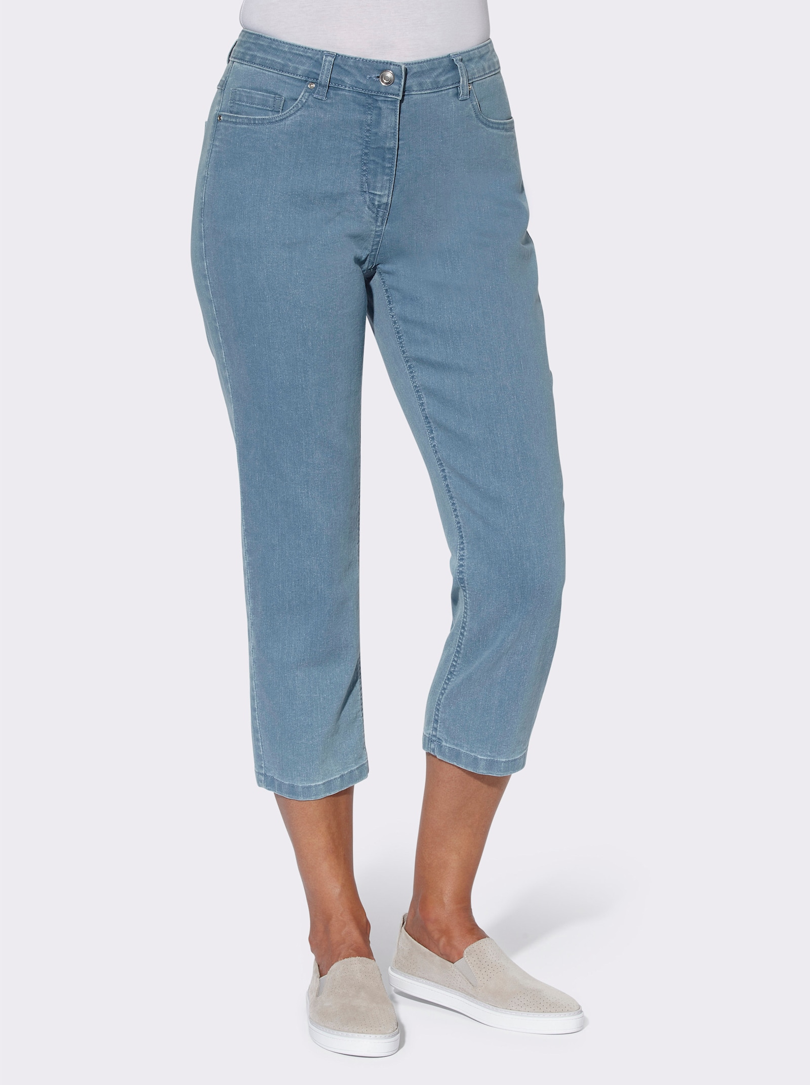 3/4-Jeans mit Bändchen-Verzierung - blue-bleached