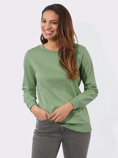 Sweatshirt mit Ripp-Abschlüssen - eucalyptus