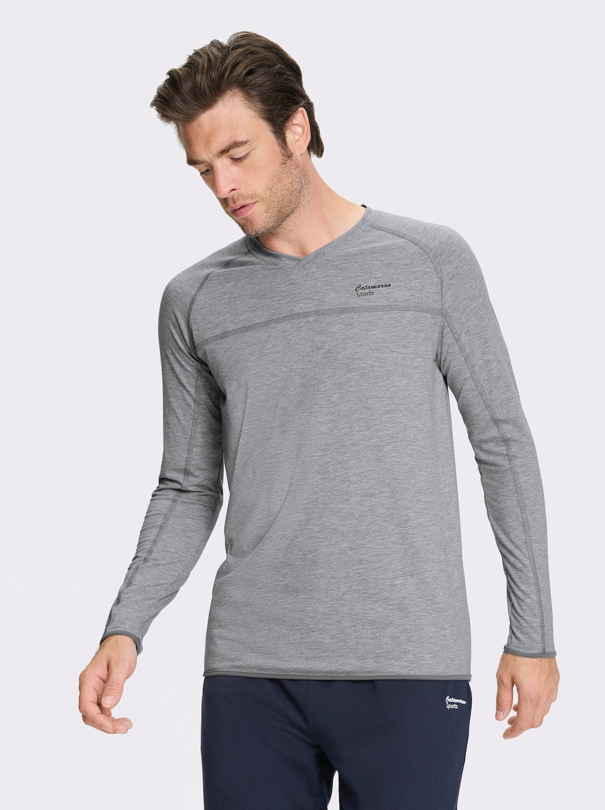 Catamaran Sports Freizeitshirt mit elastischen Abschlüssen - grau-meliert