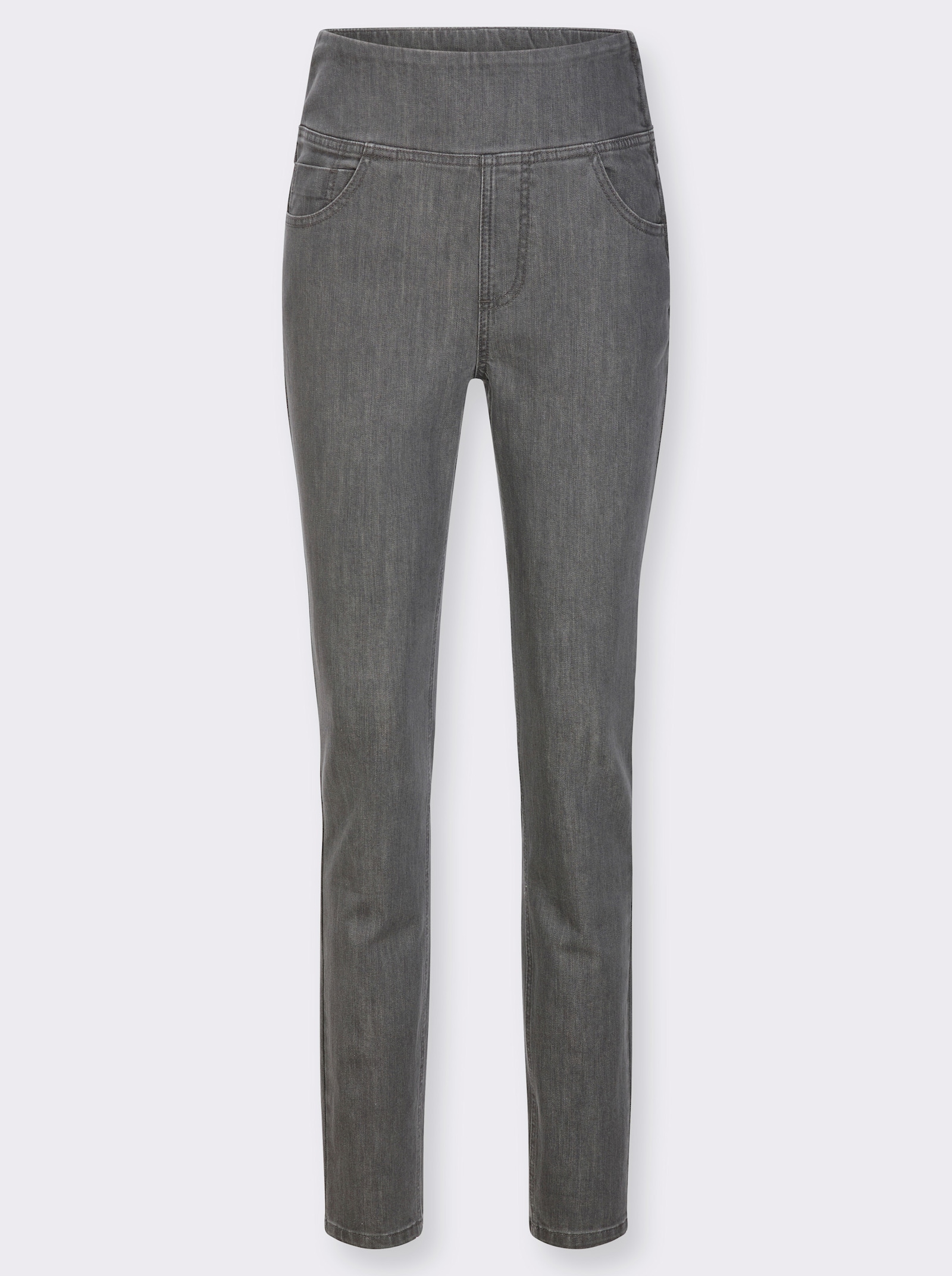 Jeans mit seitlichem Reißverschluss - grey-denim