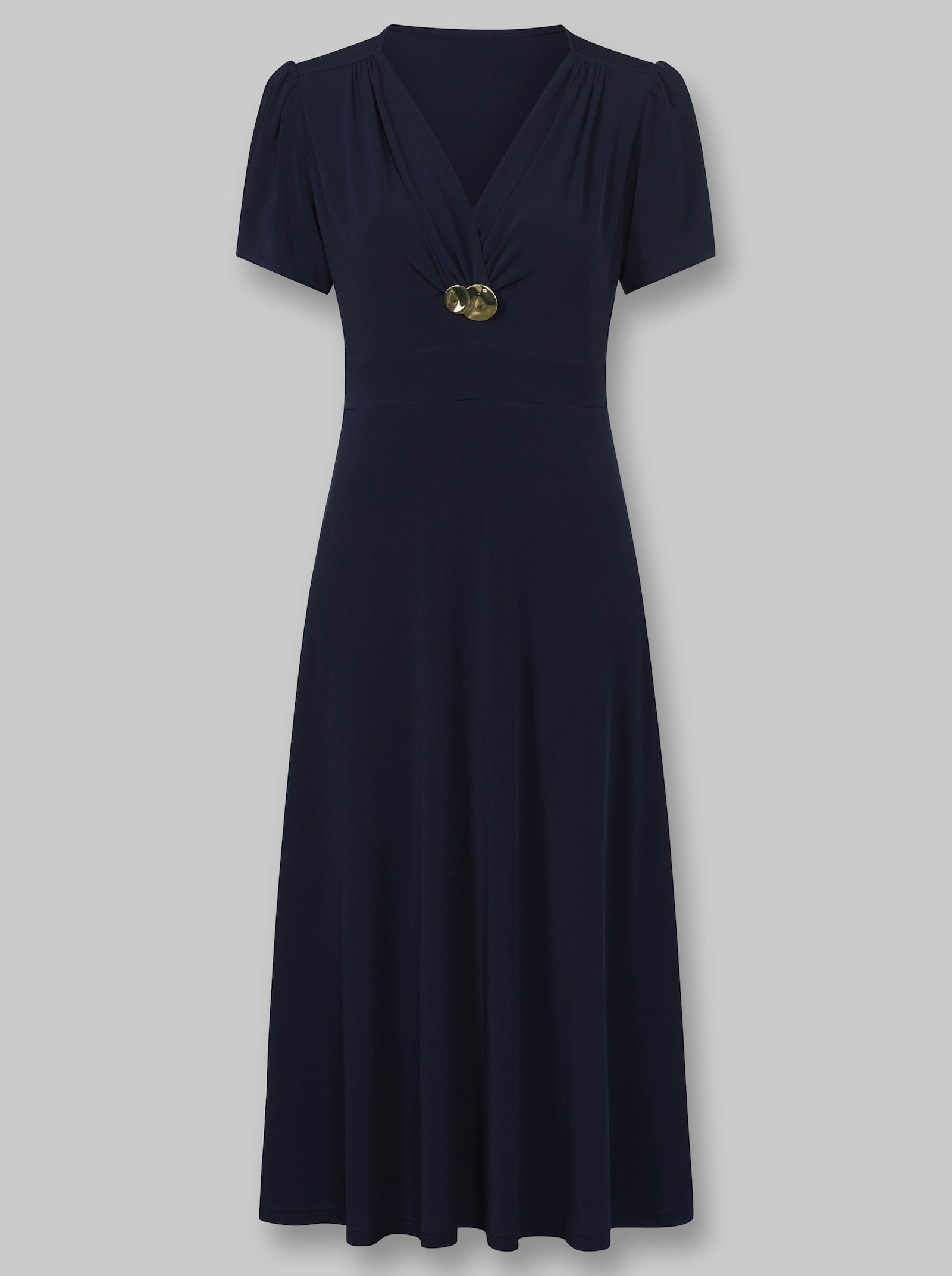 heine Stretchkleid mit abnehmbarer Brosche - marine