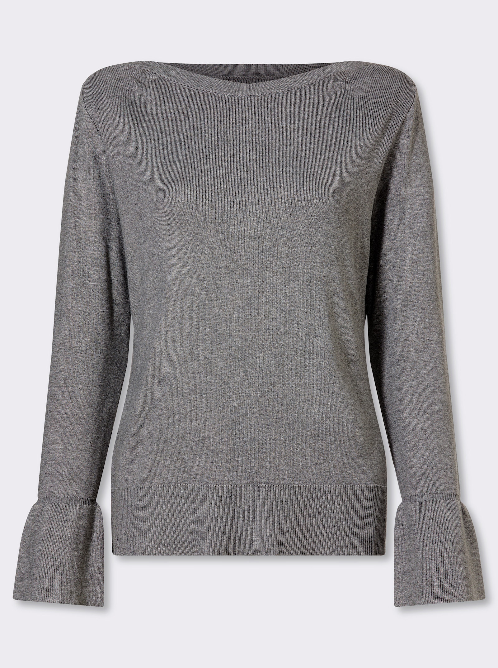 heine Pullover van fijntricot met boothals - grijs gemêleerd