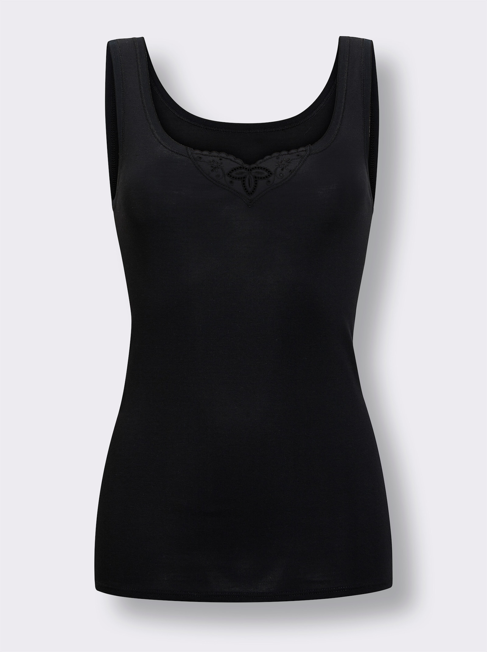 Schiesser Achselhemd aus Feinripp - schwarz