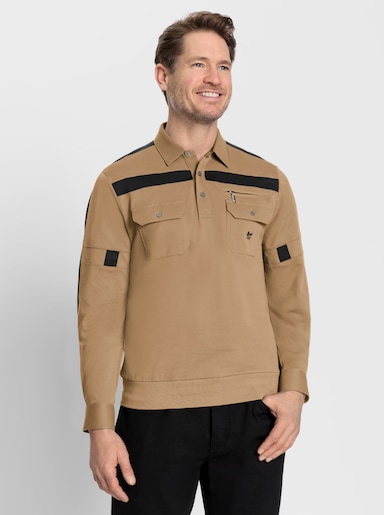 Poloshirt met lange mouwen - camel