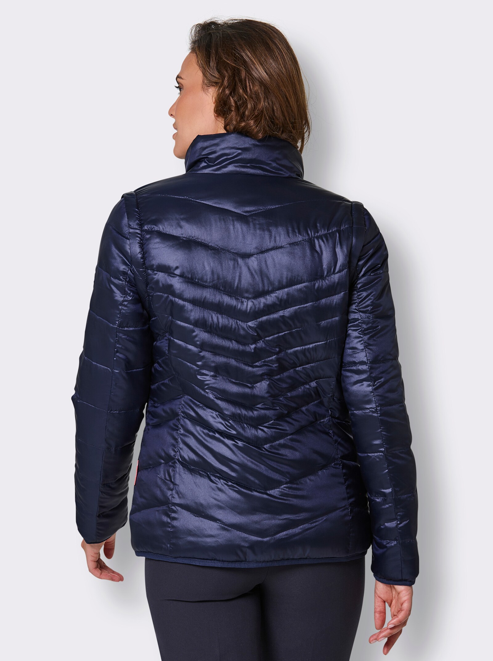 CREATION L PREMIUM Wendejacke mit abnehmbaren Ärmeln - marine-weiß-bedruckt