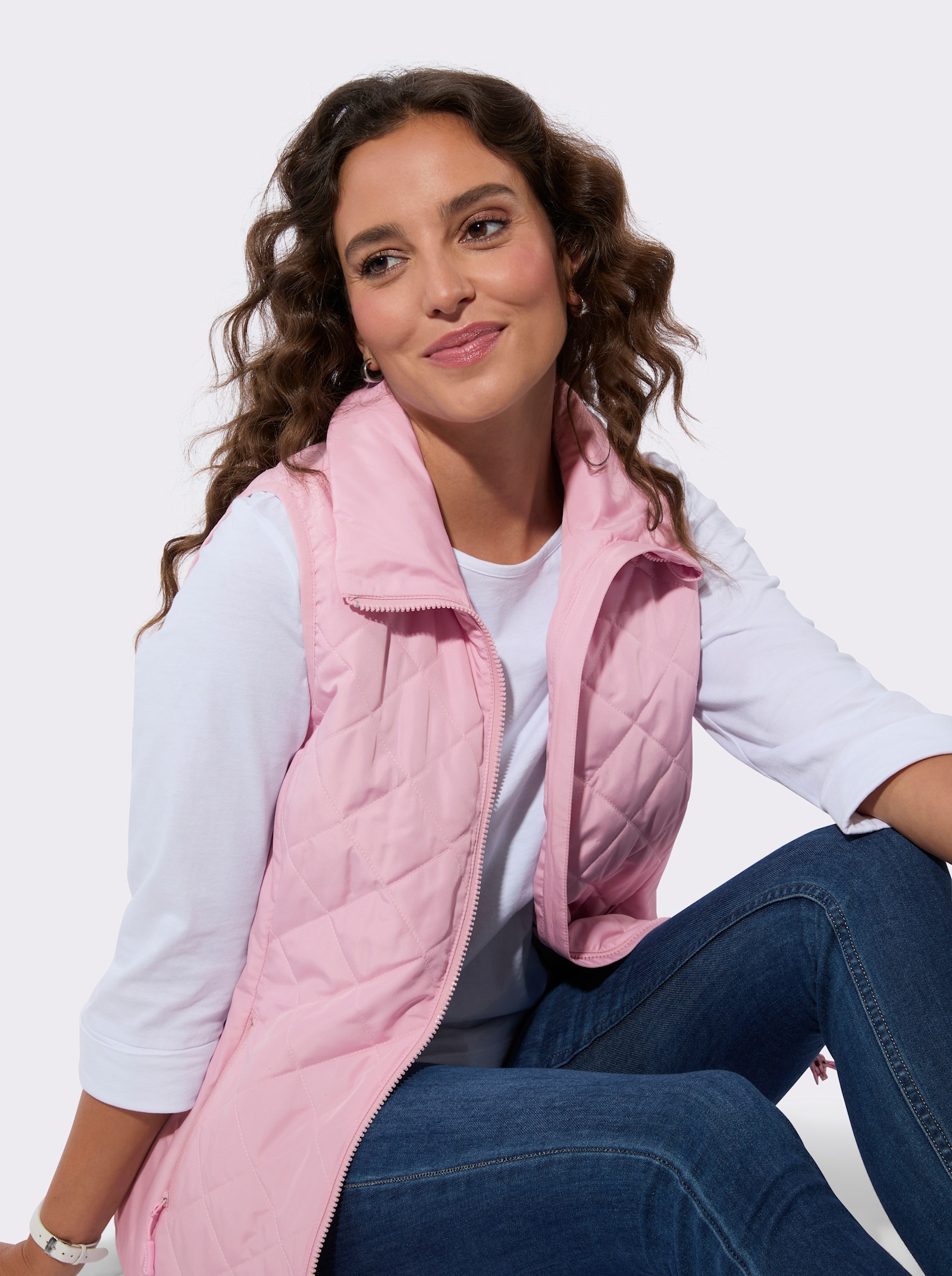 Steppweste in Microfaser-Qualität - rosé