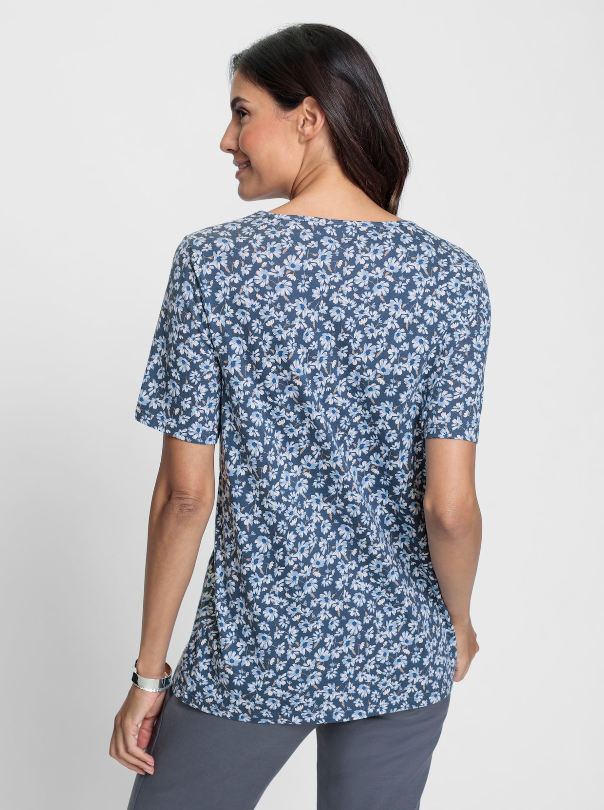 Tuniekshirt - rookblauw/blauw bedrukt