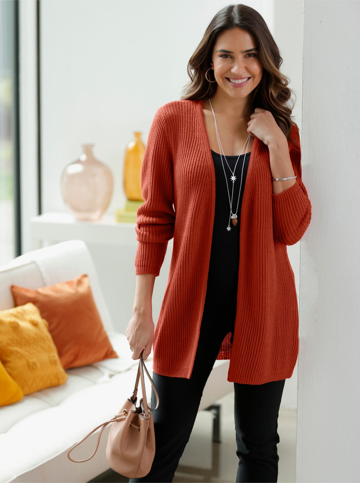 Pletený sveter - hrdzavočervená