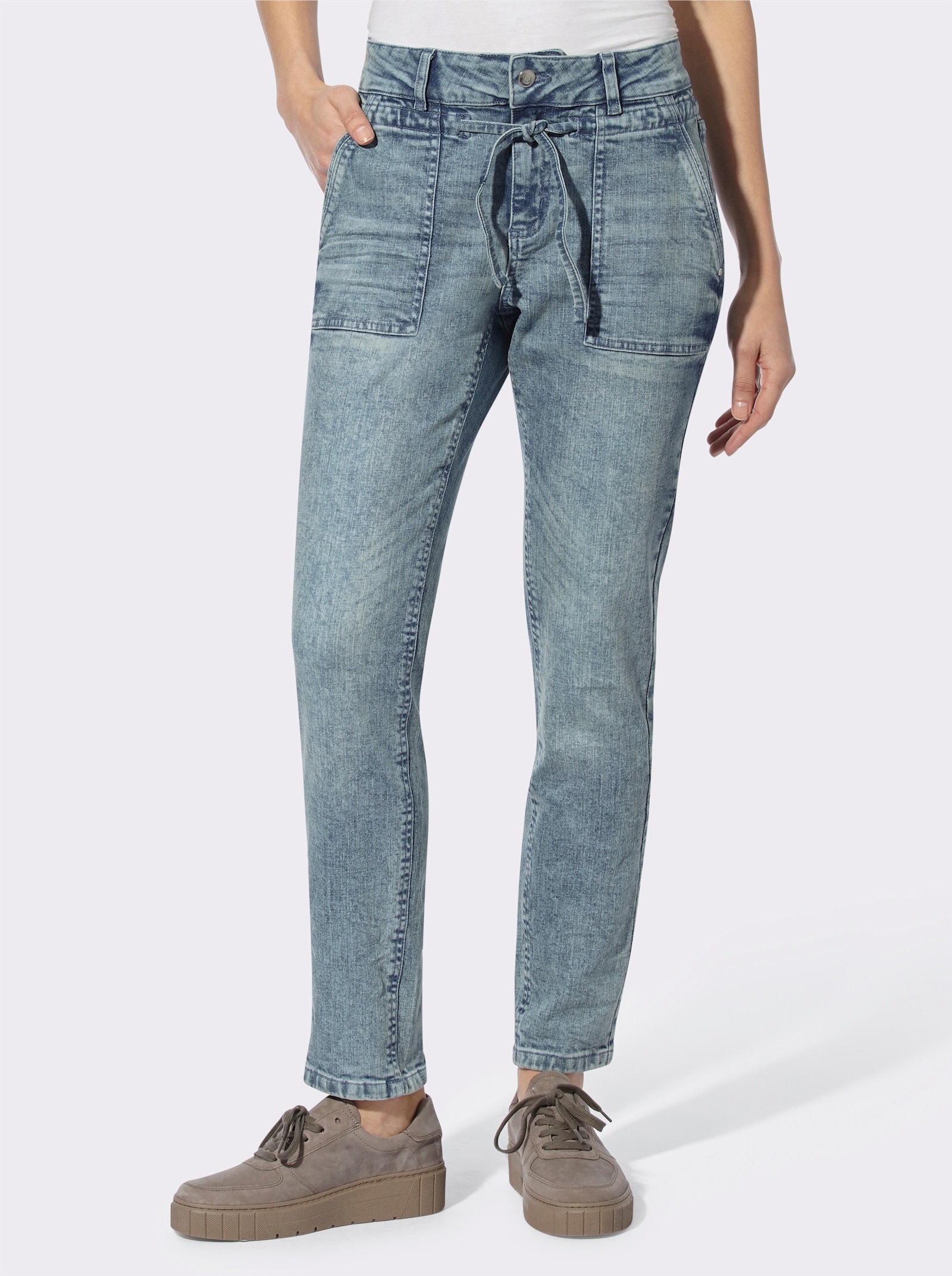 heine Hose mit Bindeband - blue-stone-washed