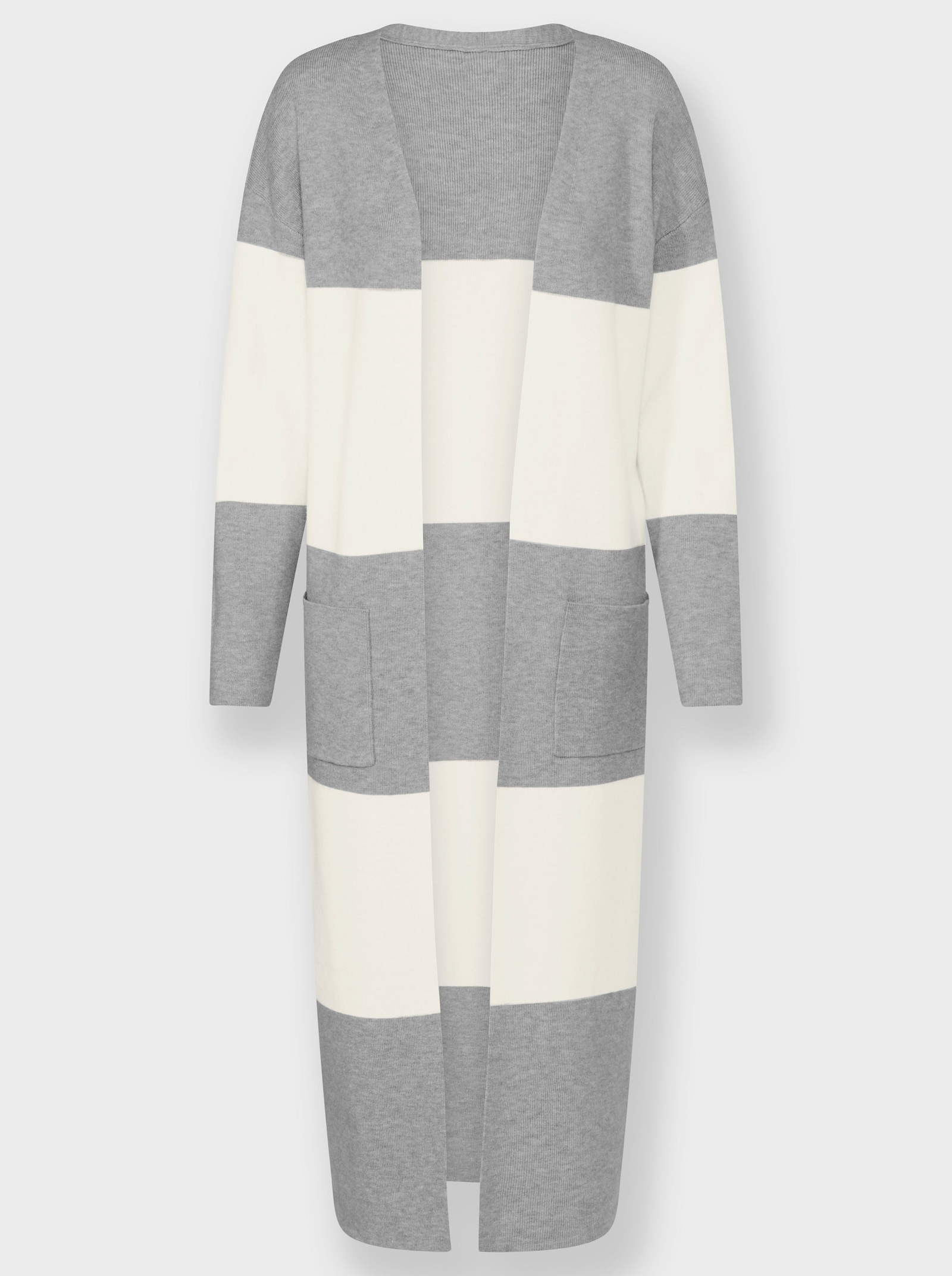 heine Lang vest zonder sluiting - steengrijs/ecru gestreept