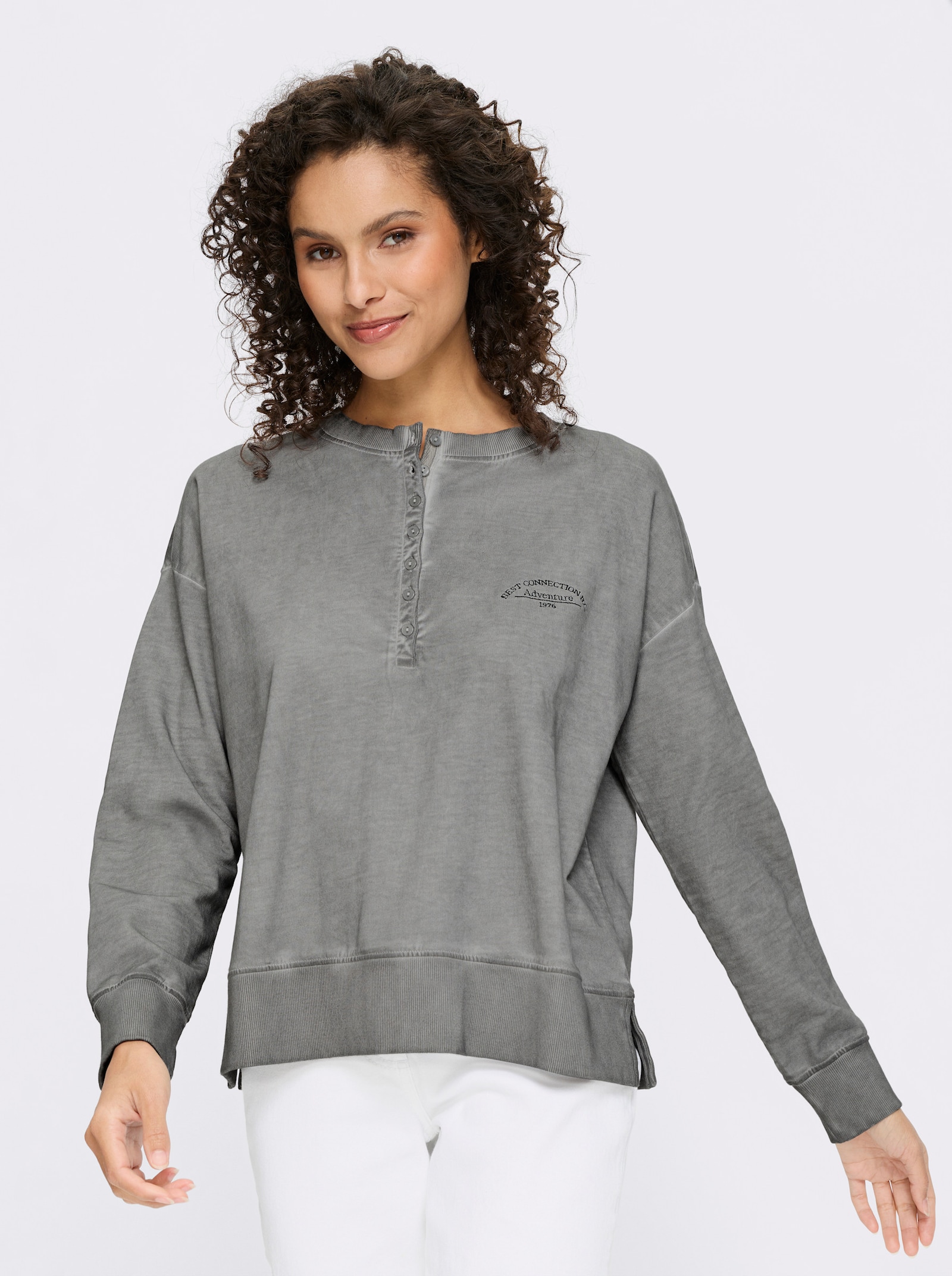 heine Sweatshirt mit Oil-dyed-Waschung - steingrau