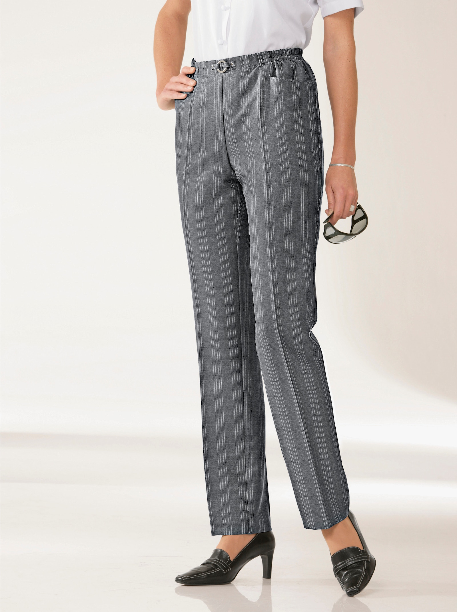 Comfortbroek per 2 stuks - antraciet + antraciet geruit