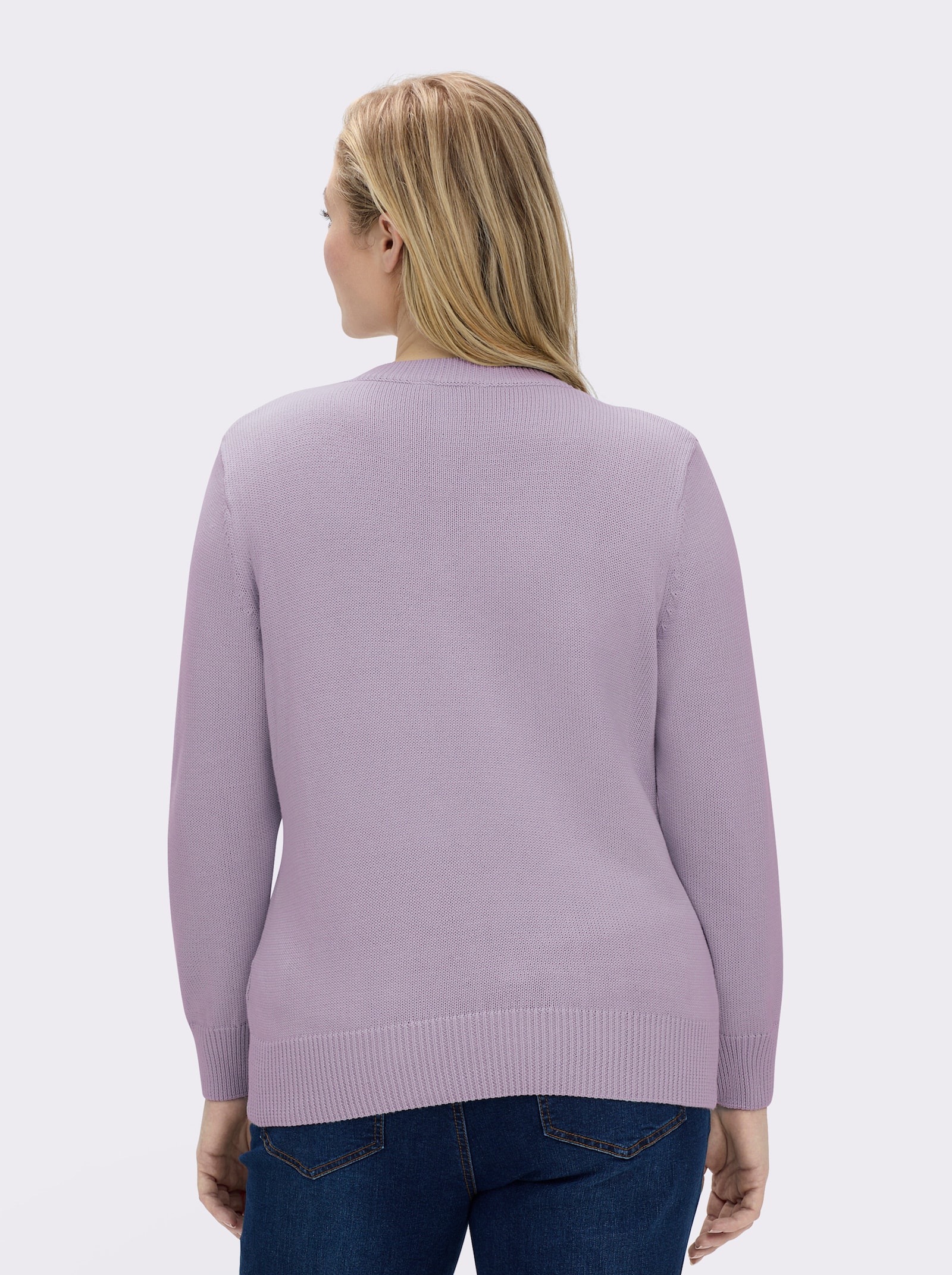 V-Ausschnitt-Pullover mit Baumwolle - flieder