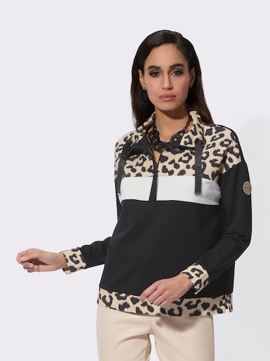 Sweatshirt im hochwertigen Mix mit Modal - schwarz-sand