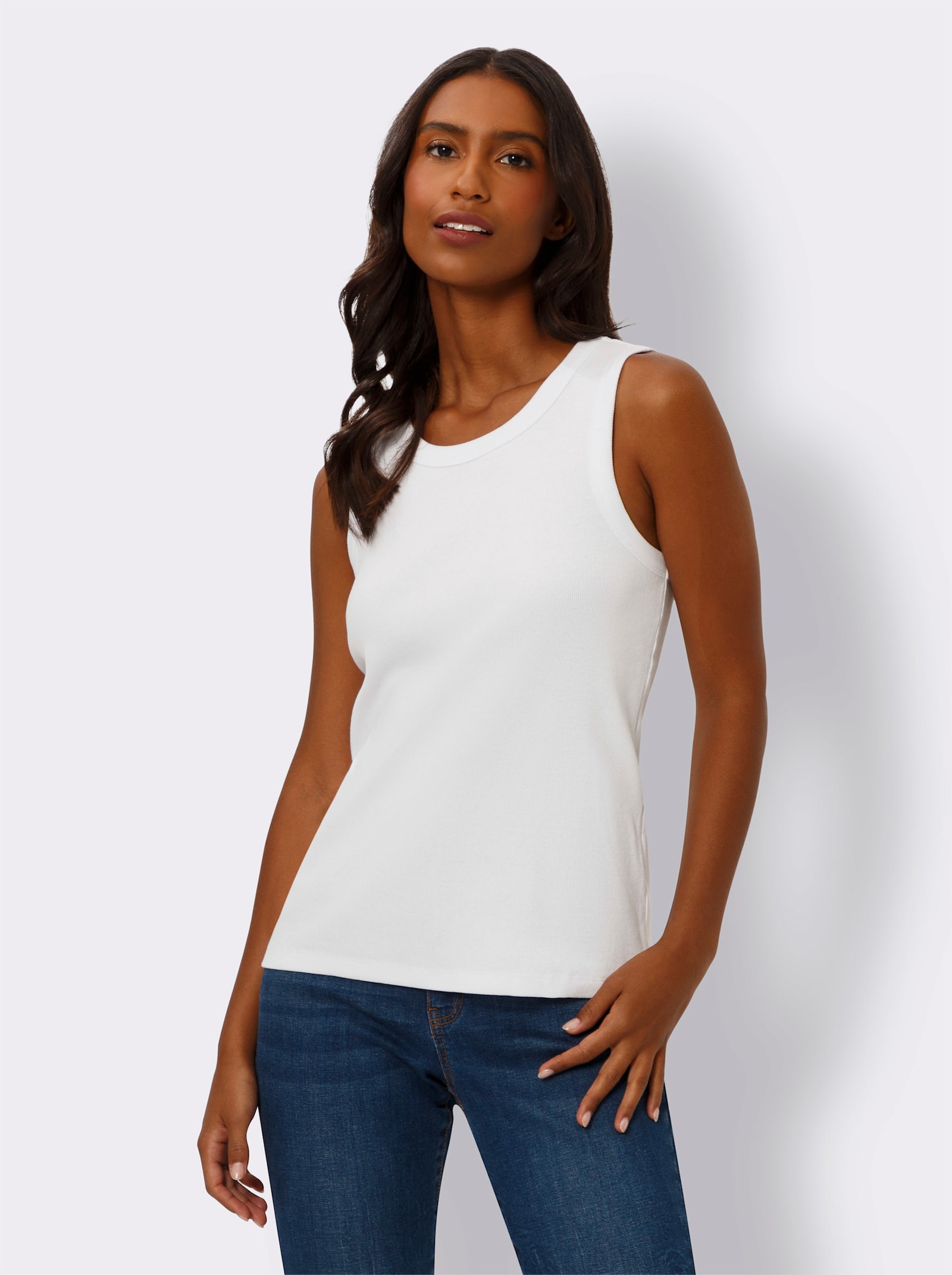 heine Shirttop in Rippenstruktur - weiß