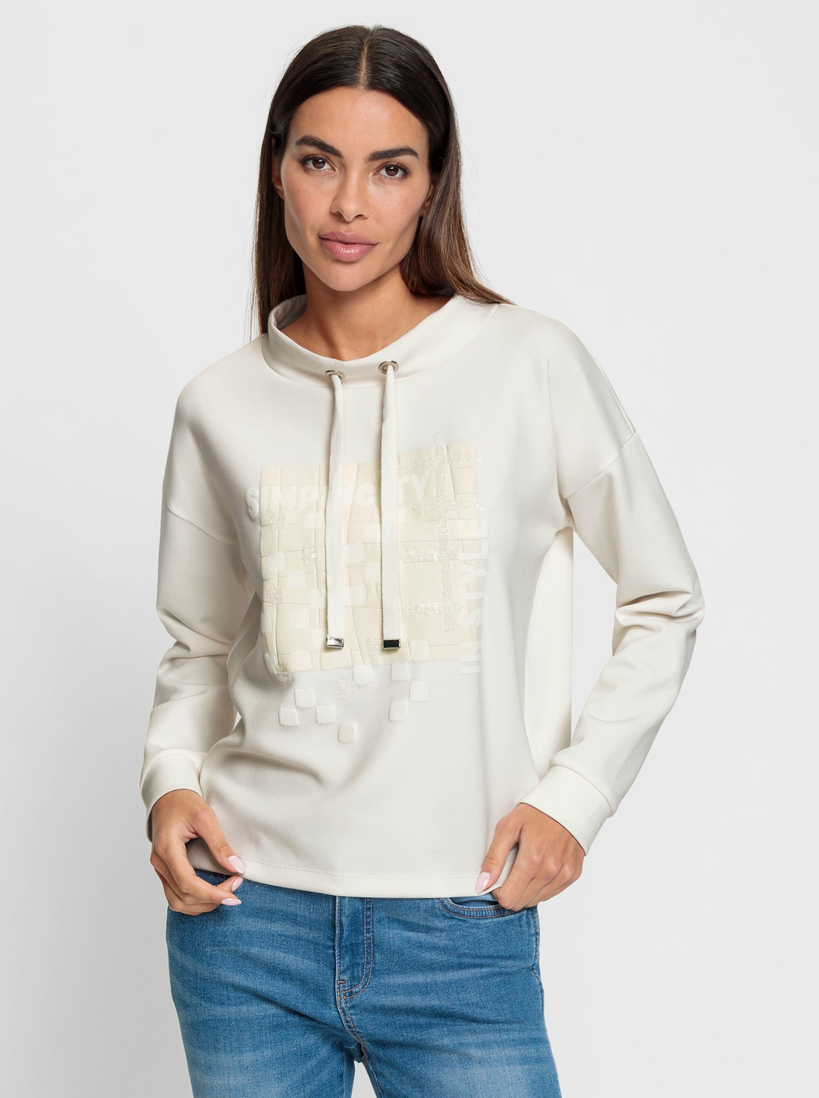 heine Sweatshirt mit Pailletten - ecru