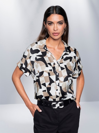 heine Blouse met print - zwart/beige geprint