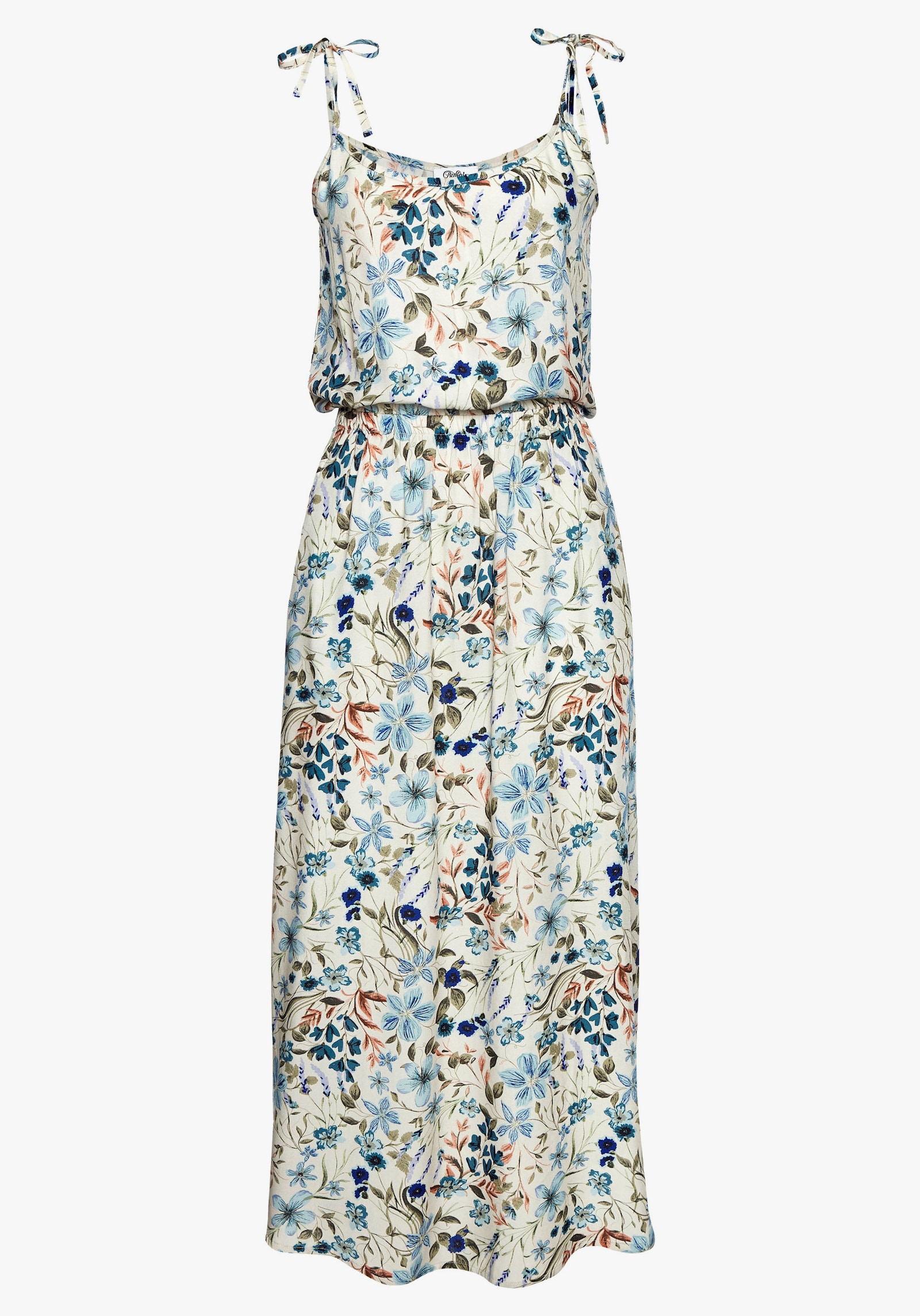 Buffalo Midikleid - creme-blau bedruckt
