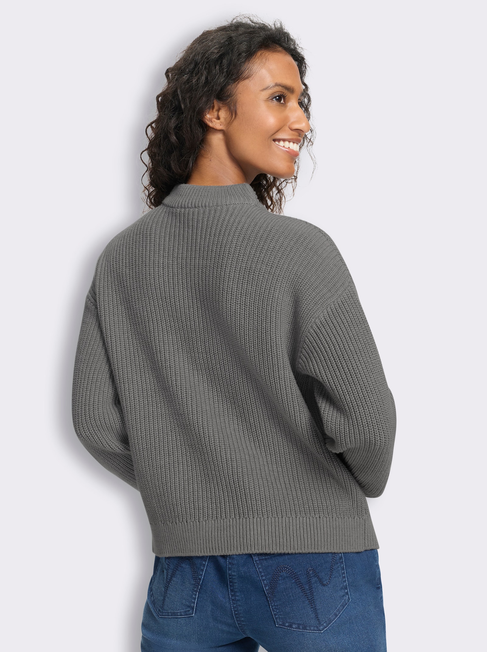 heine Pullover im Rippenstrick - grau-meliert
