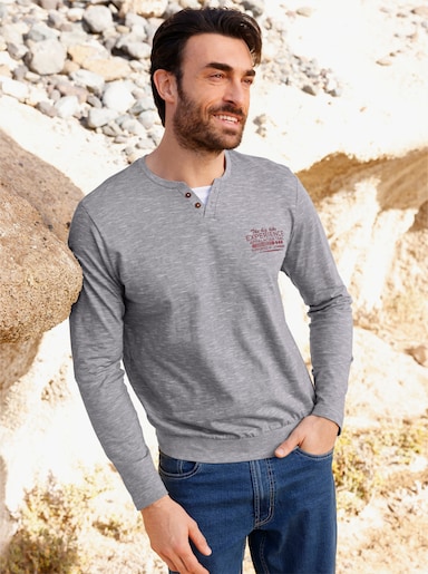 Catamaran Langarmshirt in 2-in-1-Optik - grau-meliert