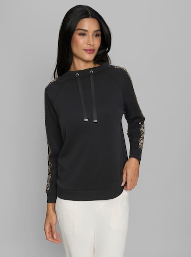 heine Sweatshirt mit Ziersteinchen - schwarz