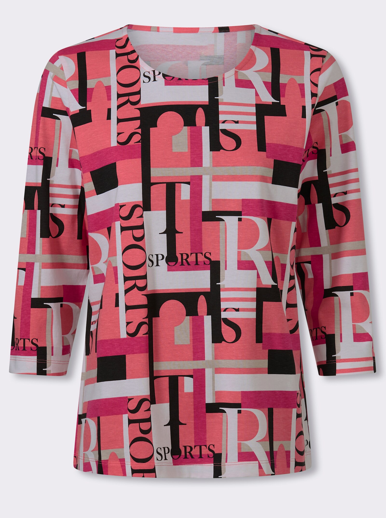 3/4-Arm-Shirt mit grafischem Druck - schwarz-grapefruit-bedruckt