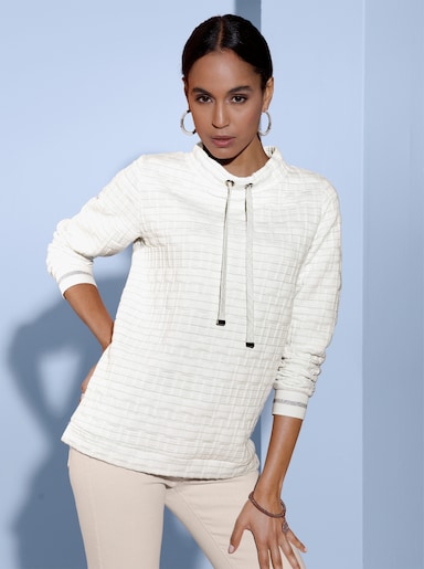 Sweatshirt mit Seitenschlitzen - ecru