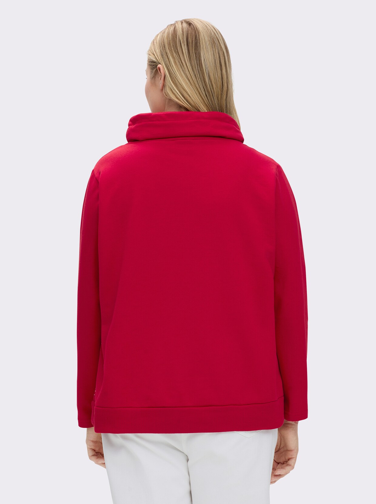 Sweatshirt aus innen angerautem Baumwoll-Mix - rot-bedruckt
