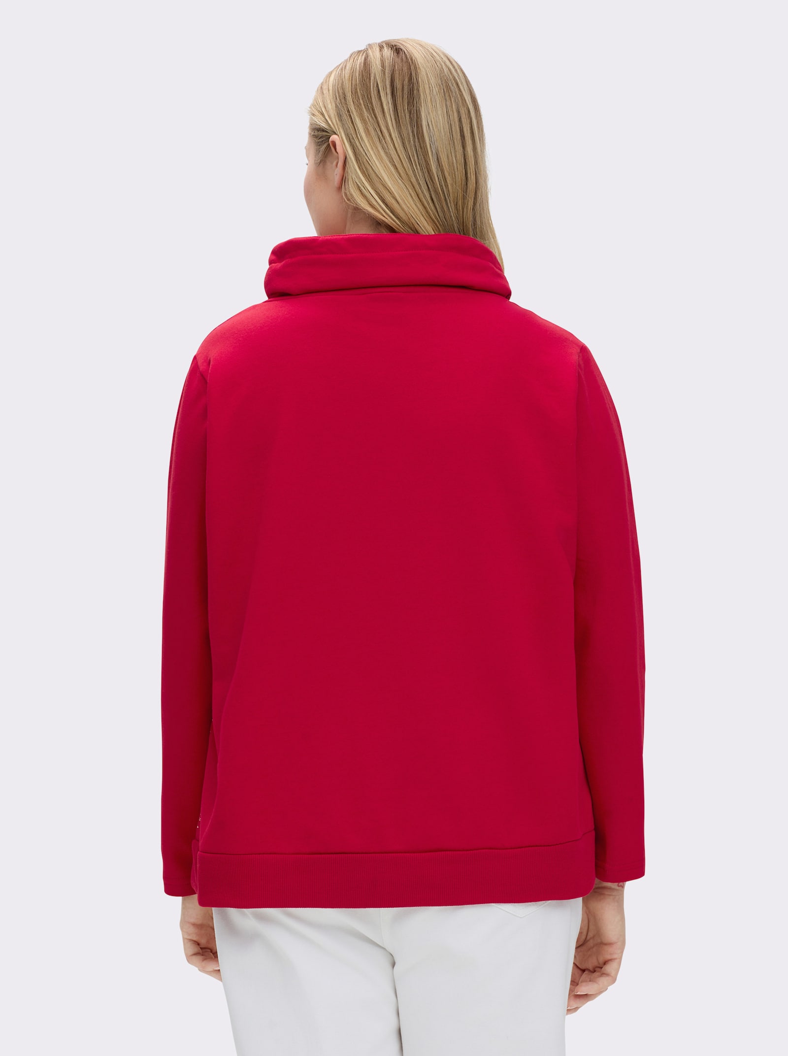 Sweatshirt aus innen angerautem Baumwoll-Mix - rot-bedruckt