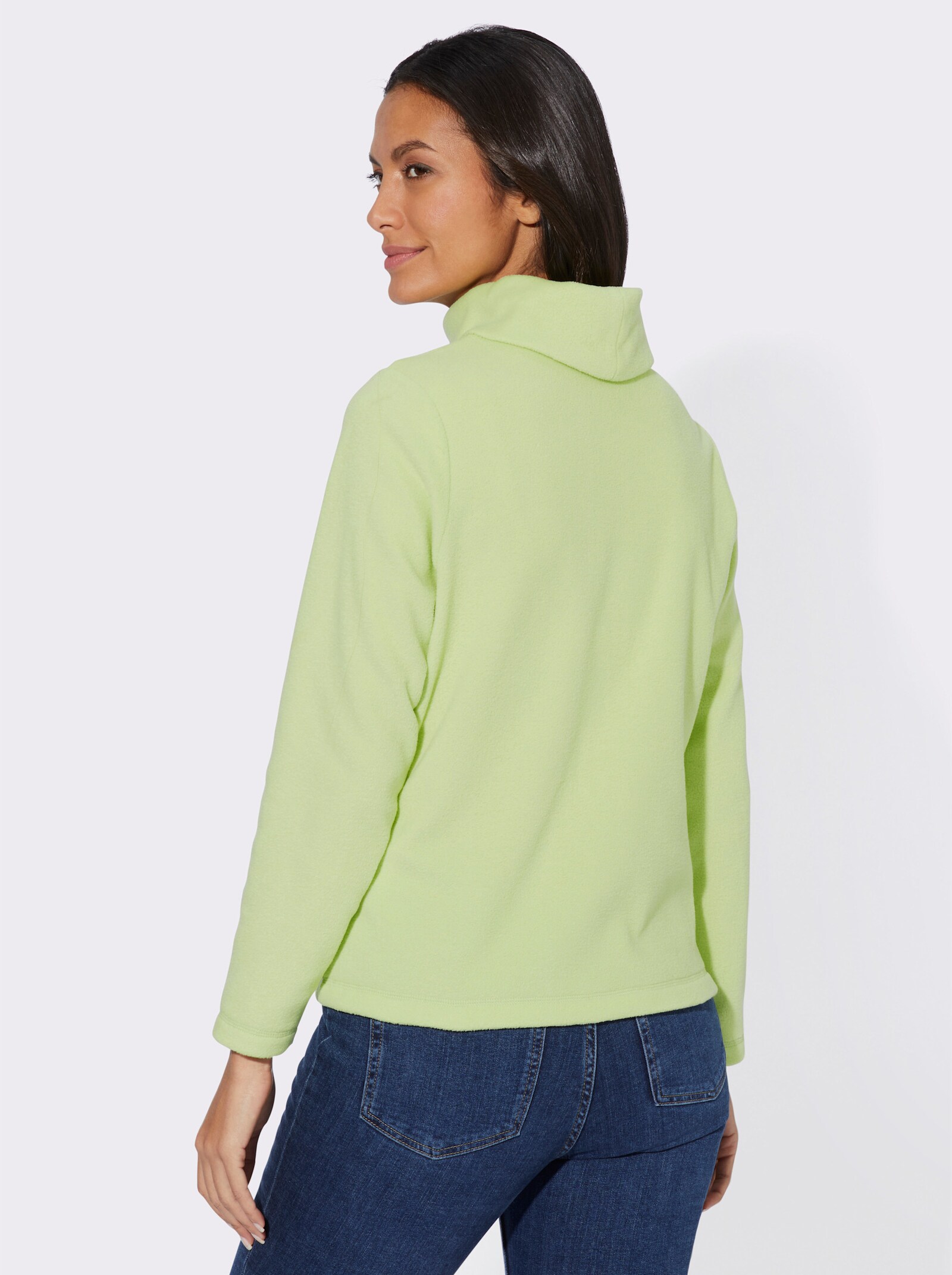 Fleeceshirt mit Zier-Nähten - pistazie