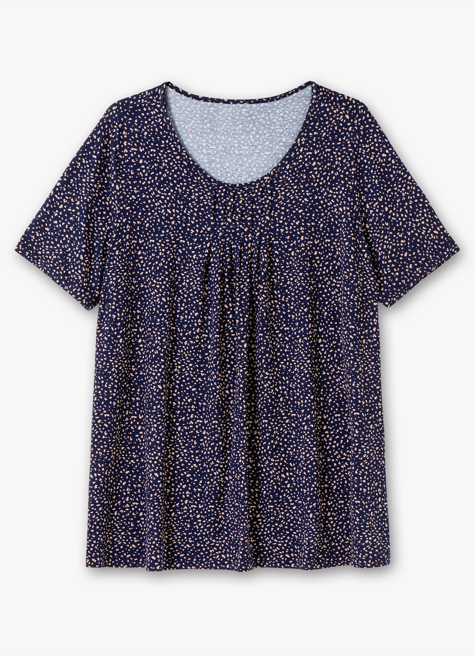 Tunikashirt mit Tupfenmuster - marine-camel-bedruckt