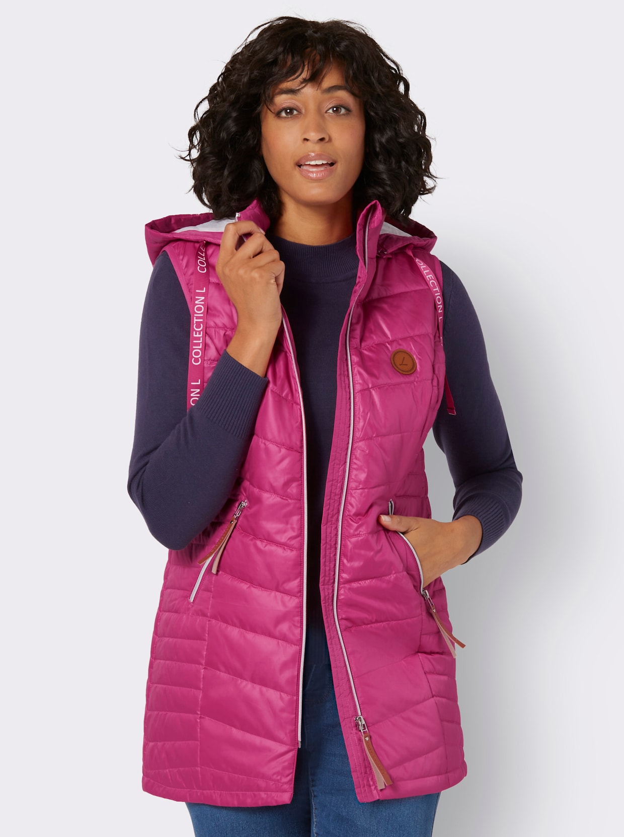 Lange bodywarmer - fuchsia