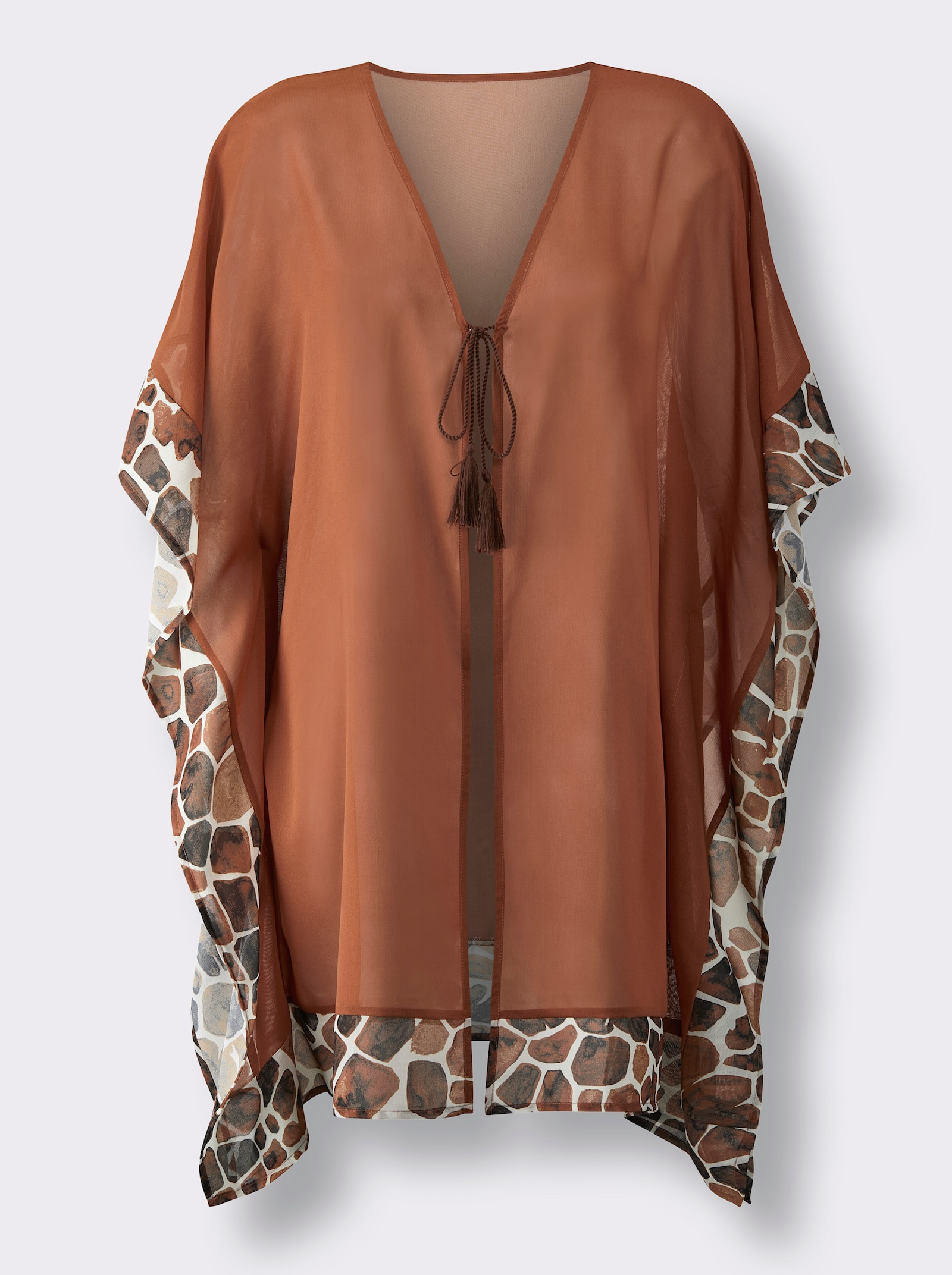 feel good Strandtunika im Animal-Dessin - cognac-schoko