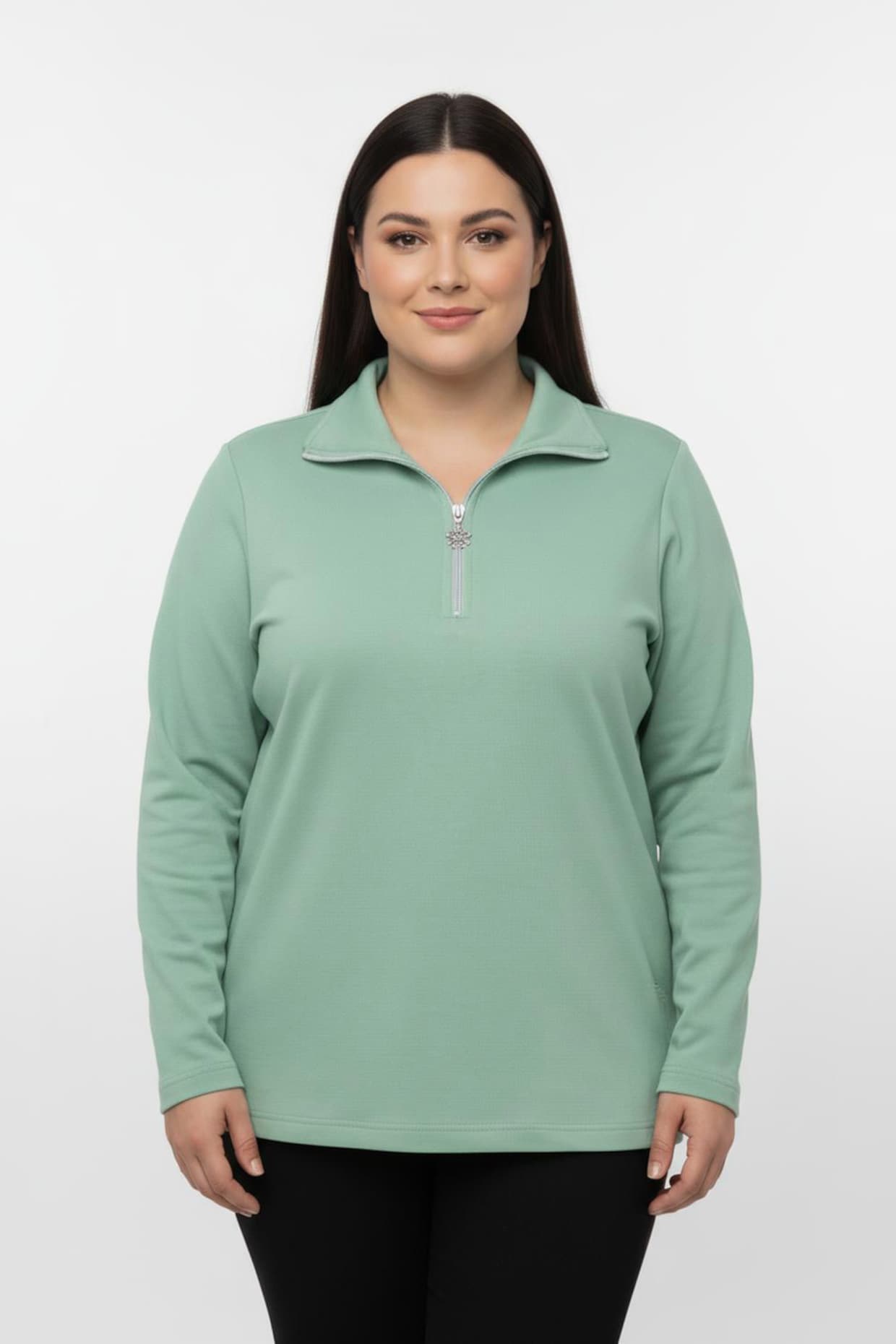 Langarmshirt mit Schneeflocken-Anhänger - hellgrün