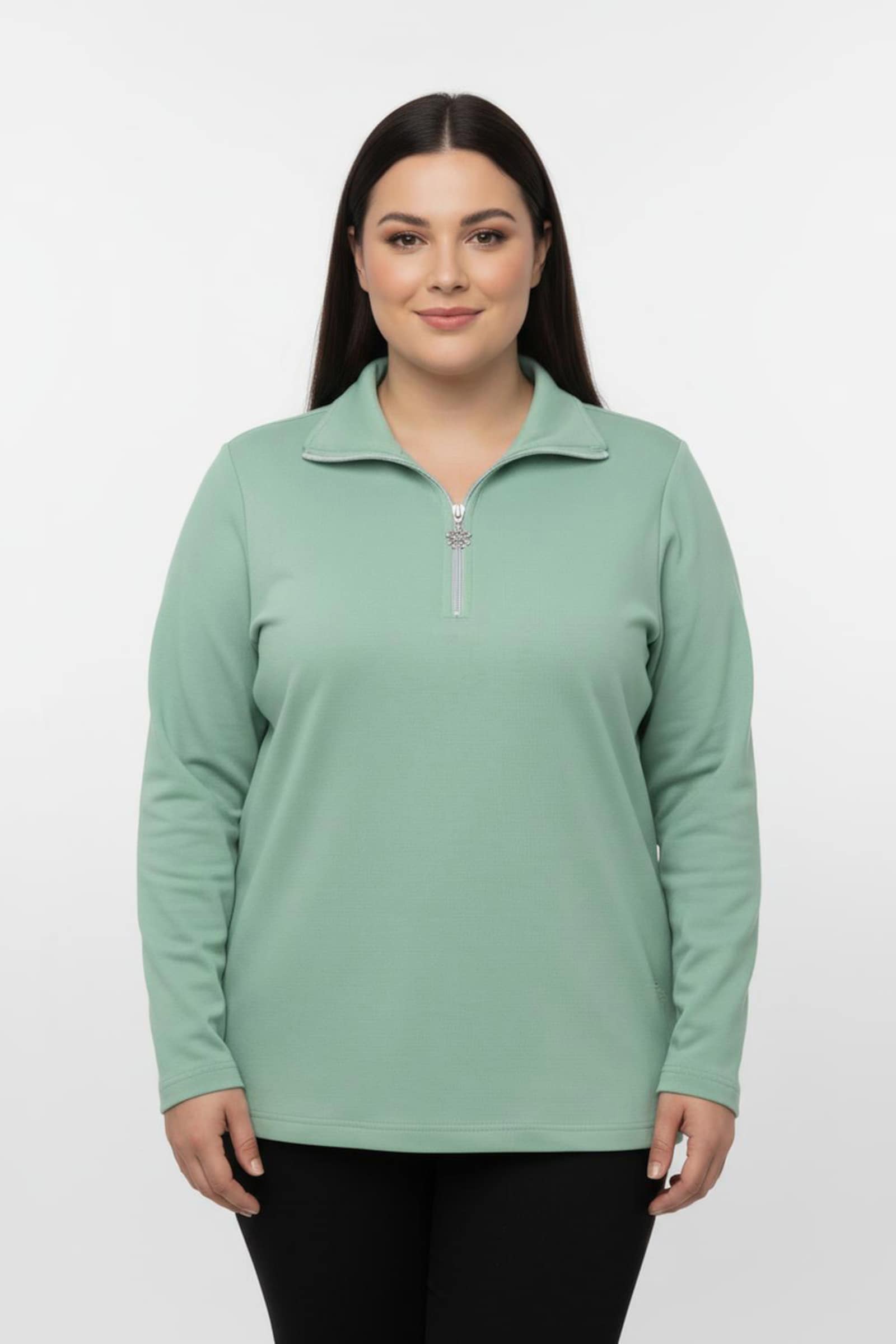 Langarmshirt mit Schneeflocken-Anhänger - hellgrün