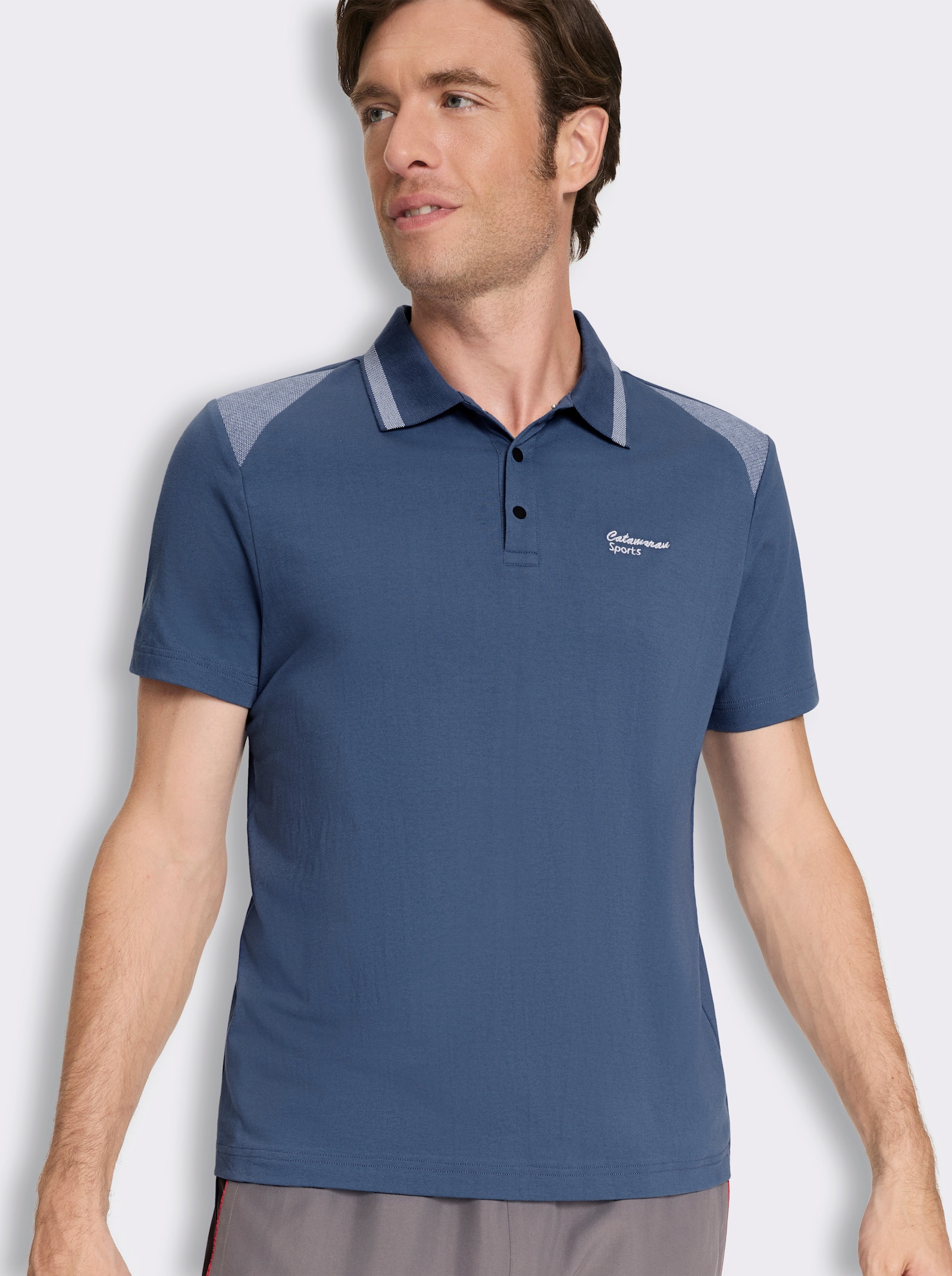 Catamaran Sports Kurzarmshirt mit Druckknopfleiste - jeansblau