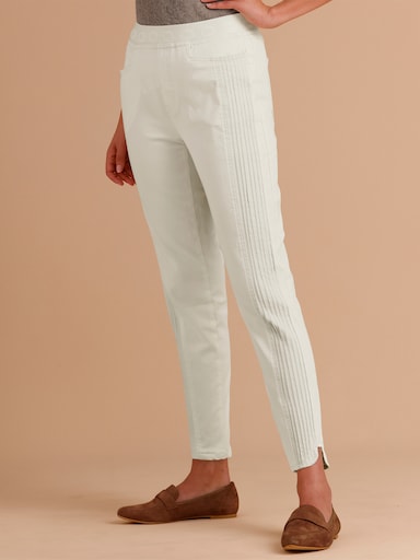 CREATION L PREMIUM Schlupfjeans mit Nieten-Details - ecru