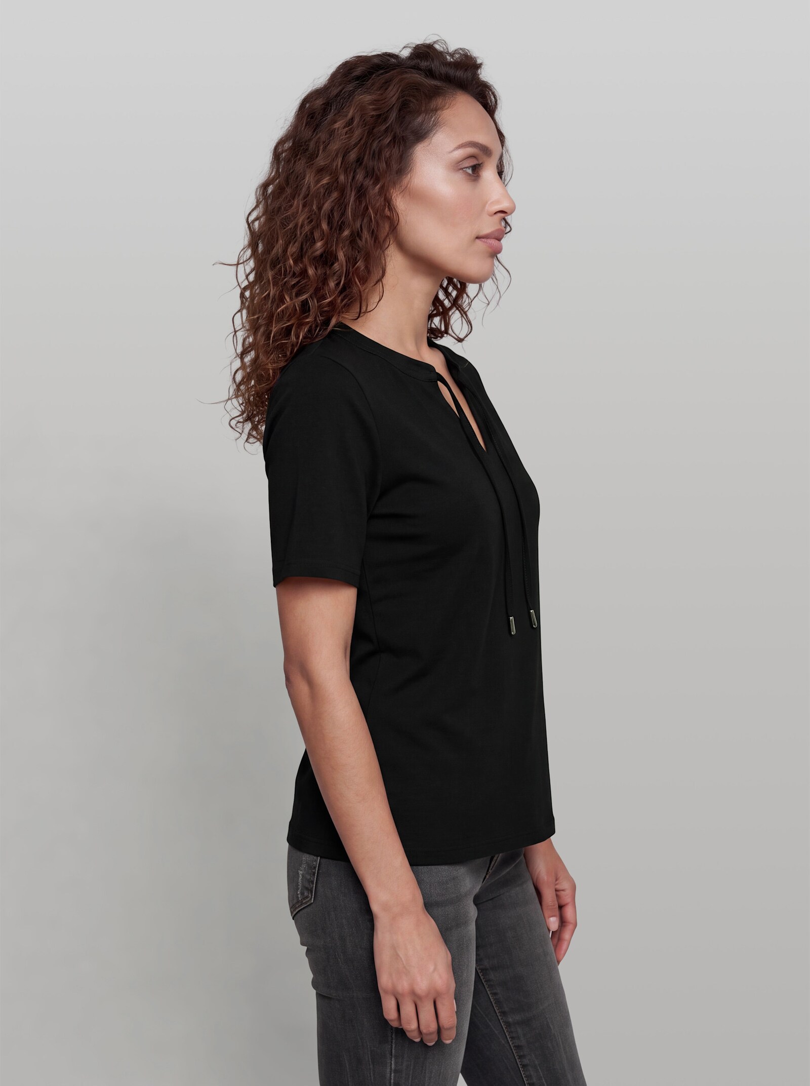 heine Shirt mit Bindeband - schwarz
