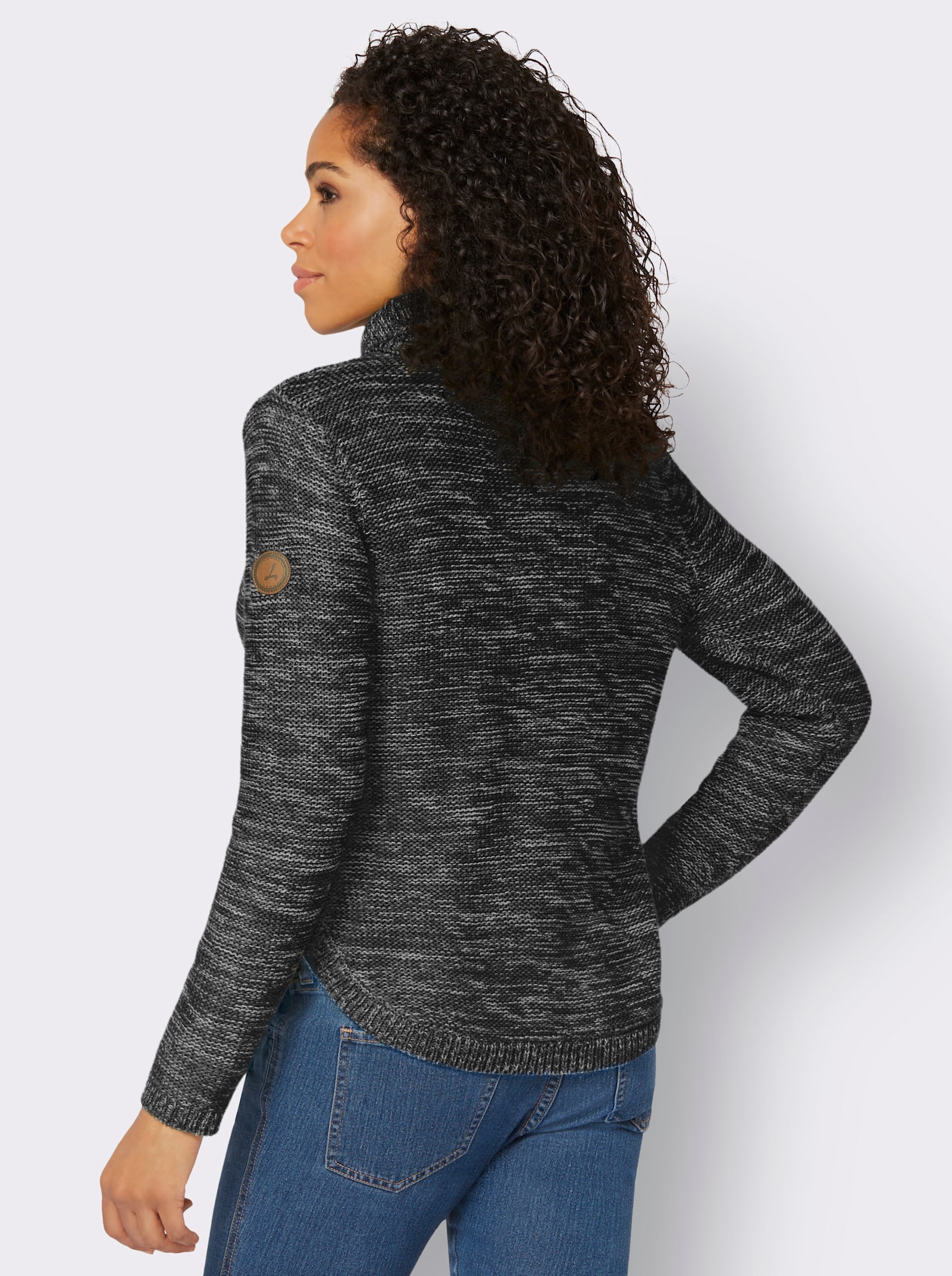 Pullover mit Rollkragen - schwarz-meliert