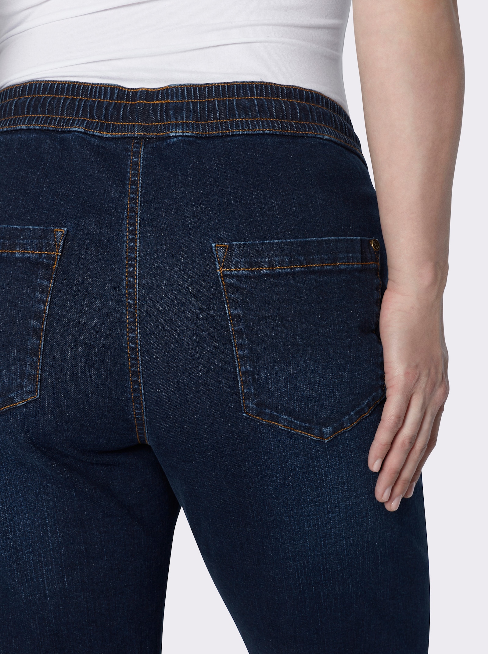 sheego Schlupfjeans mit Bindeband - dark blue