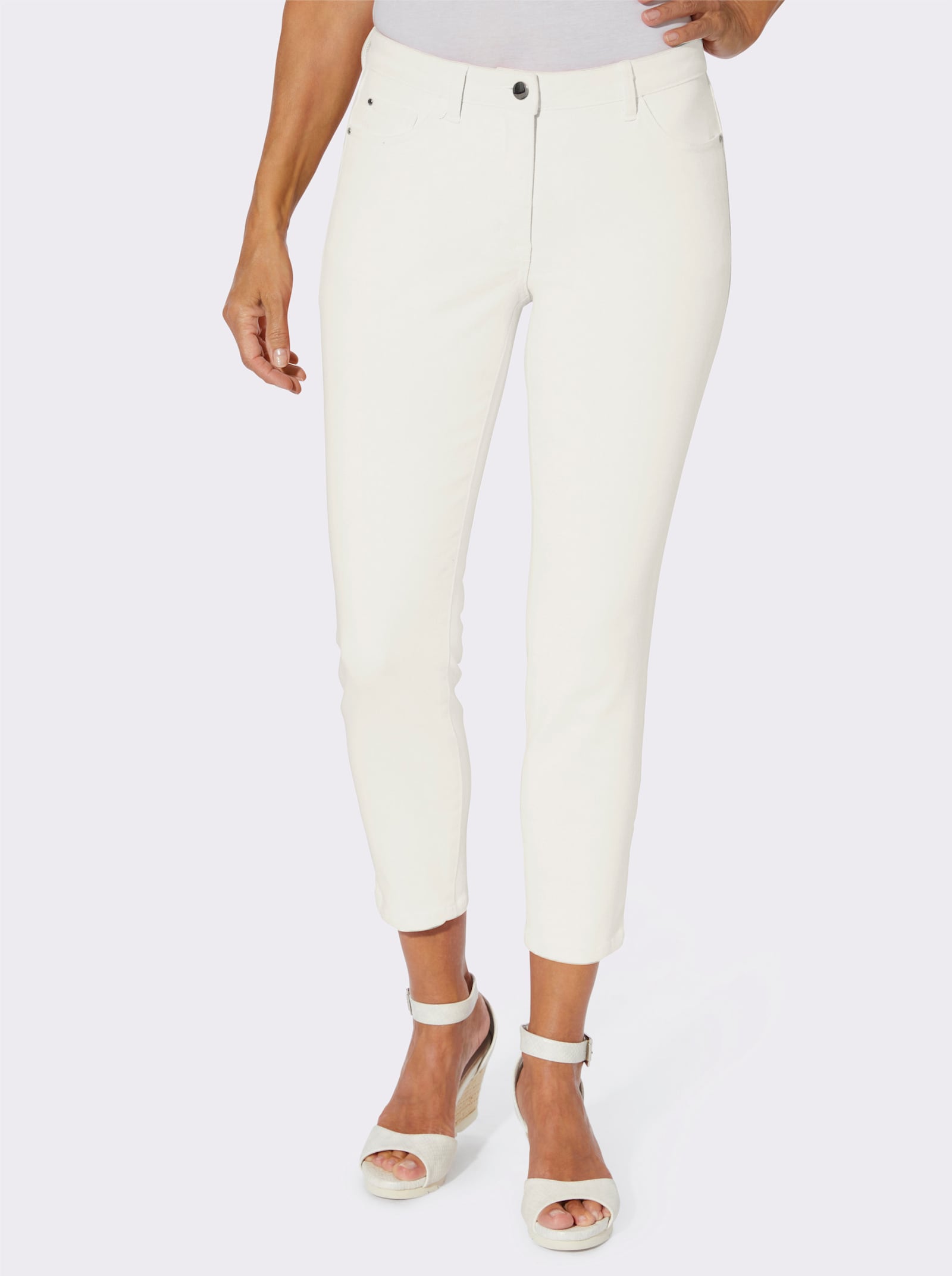 7/8-broek met bloemenborduursel - ecru