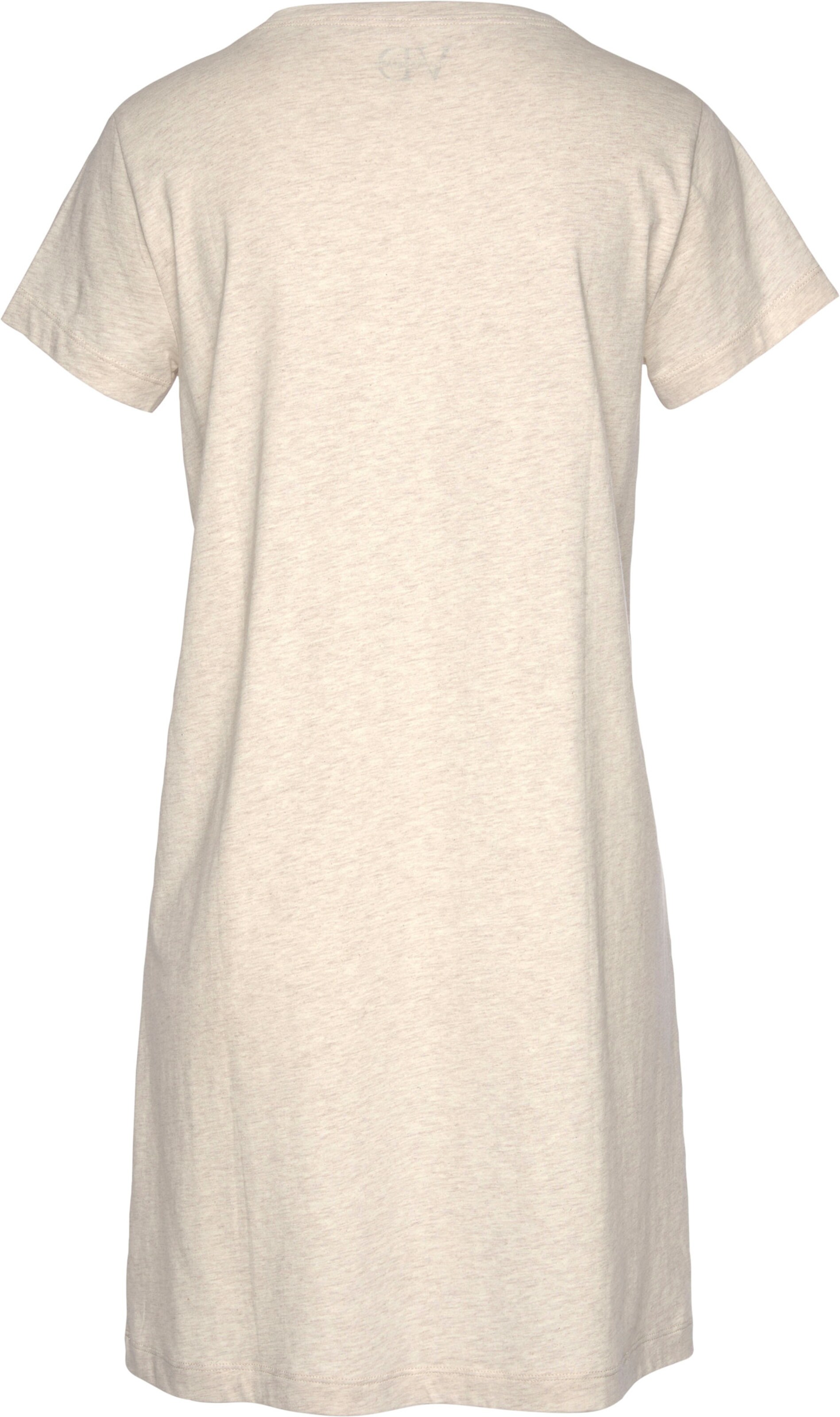 Rundhals Shirt günstig Kaufen-Sleepshirt in sand-meliert von LASCANA. Sleepshirt in sand-meliert von LASCANA <![CDATA[Kurzes Nachthemd mit Palmenprint und Rundhalsausschnitt. Angenehme Baumwollqualität.]]>. 