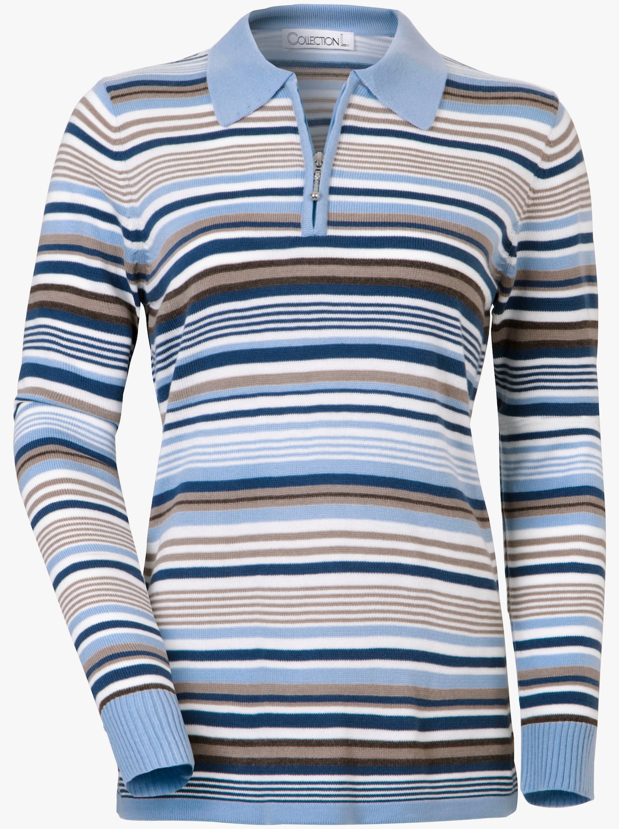 Polopullover - bleu-geringelt