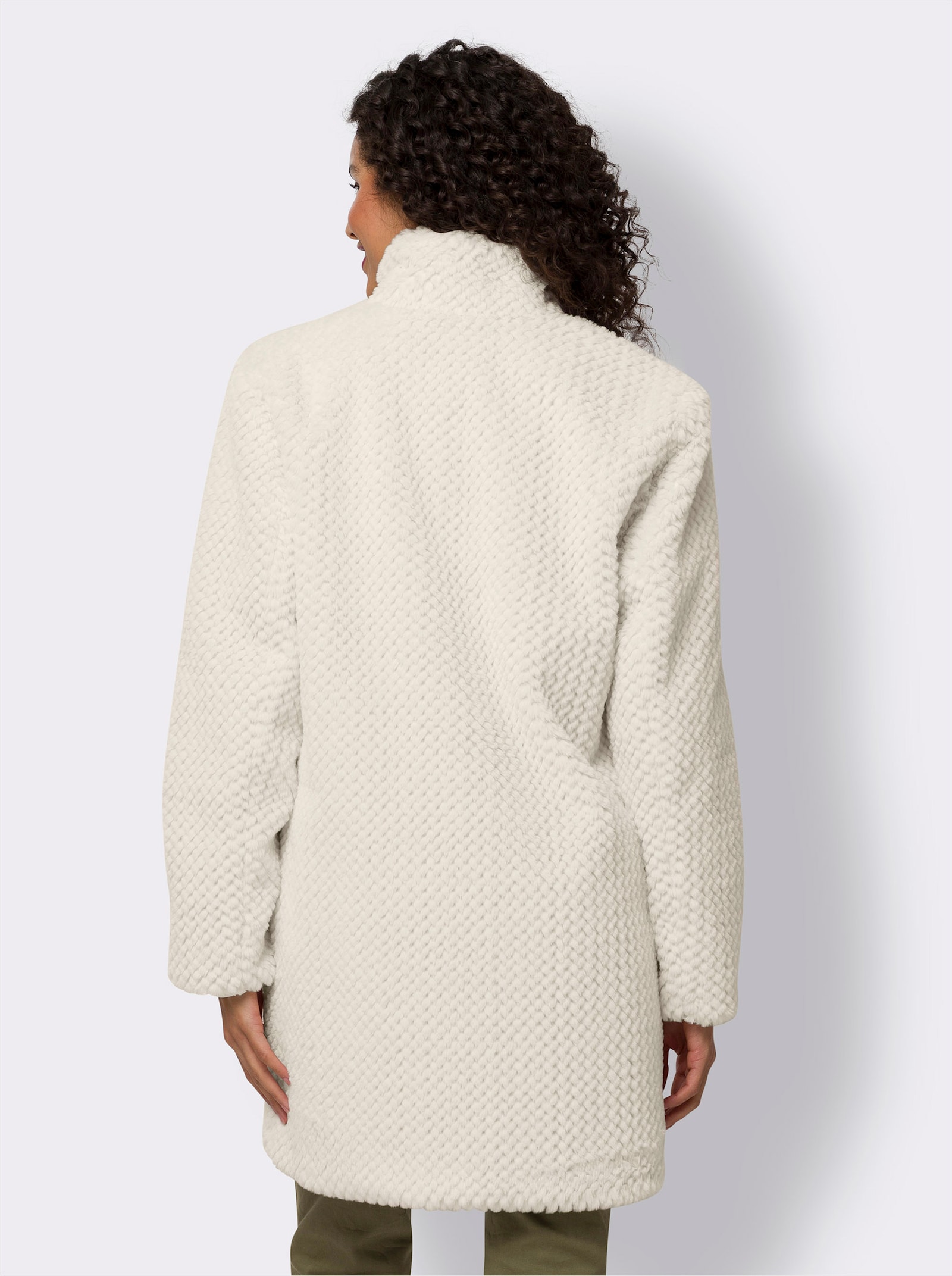 heine Fellimitatjacke mit 2-Wege-Zipper - ecru