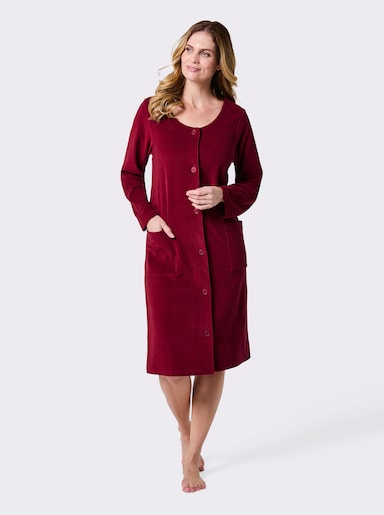 feel good Bademantel zum Knöpfen - dunkelrot