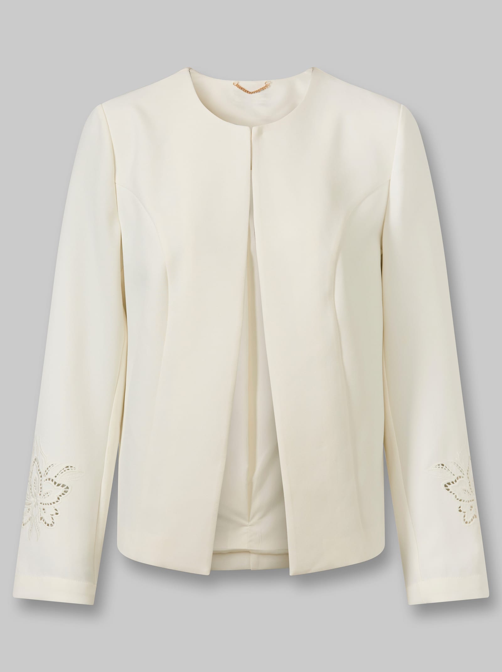 heine Blazer mit floraler Lochstickerei - ecru