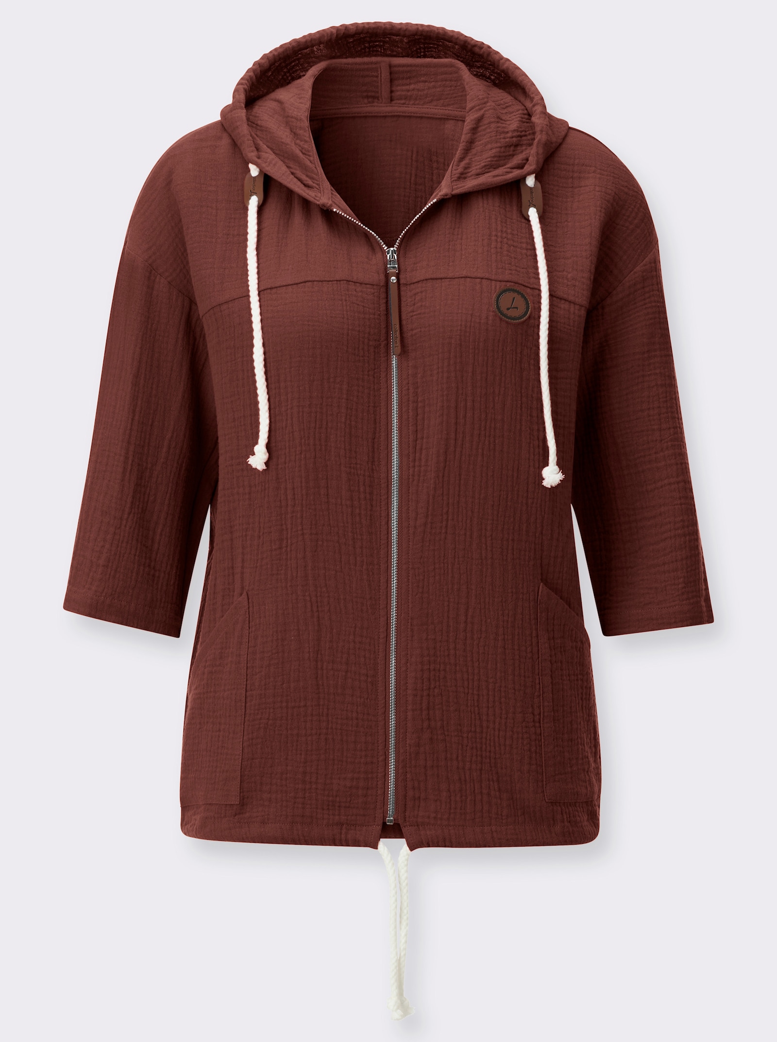 Blusenjacke mit Tunnelzug im Saum - rostrot
