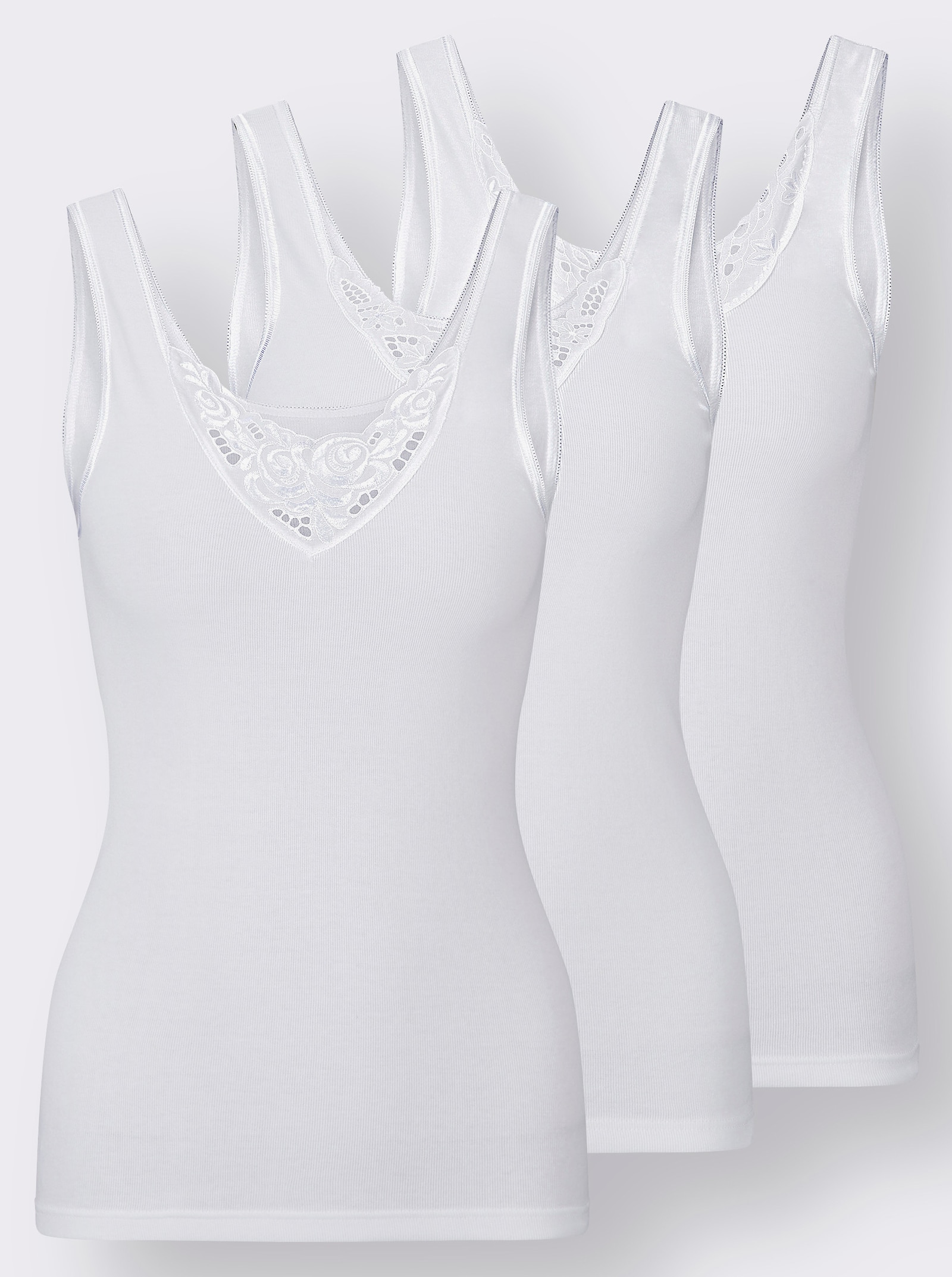 conta Hemd met motief van batistkant - wit